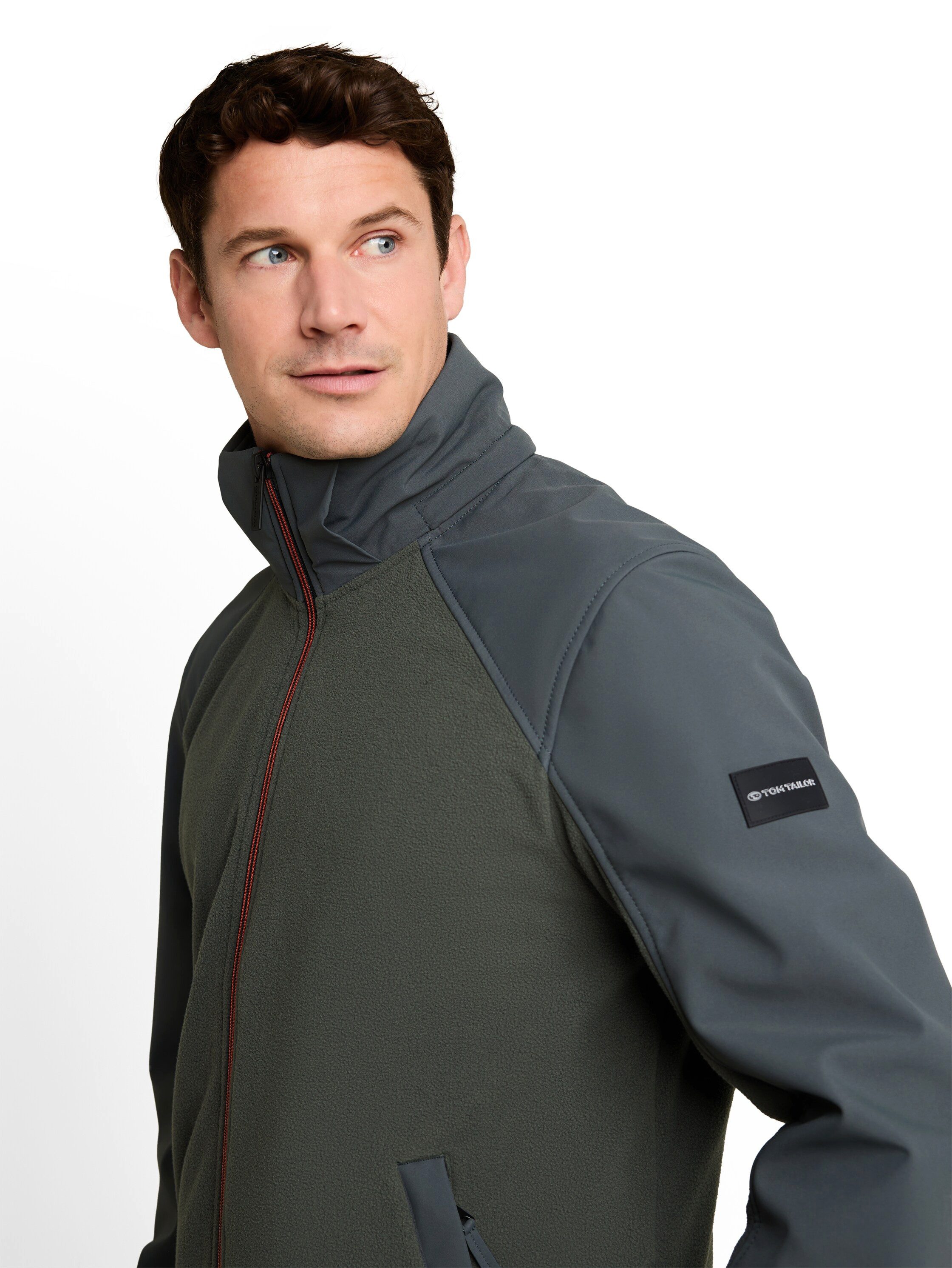TOM TAILOR Softshelljacke mit Fleece-Einsatz und Kapuze