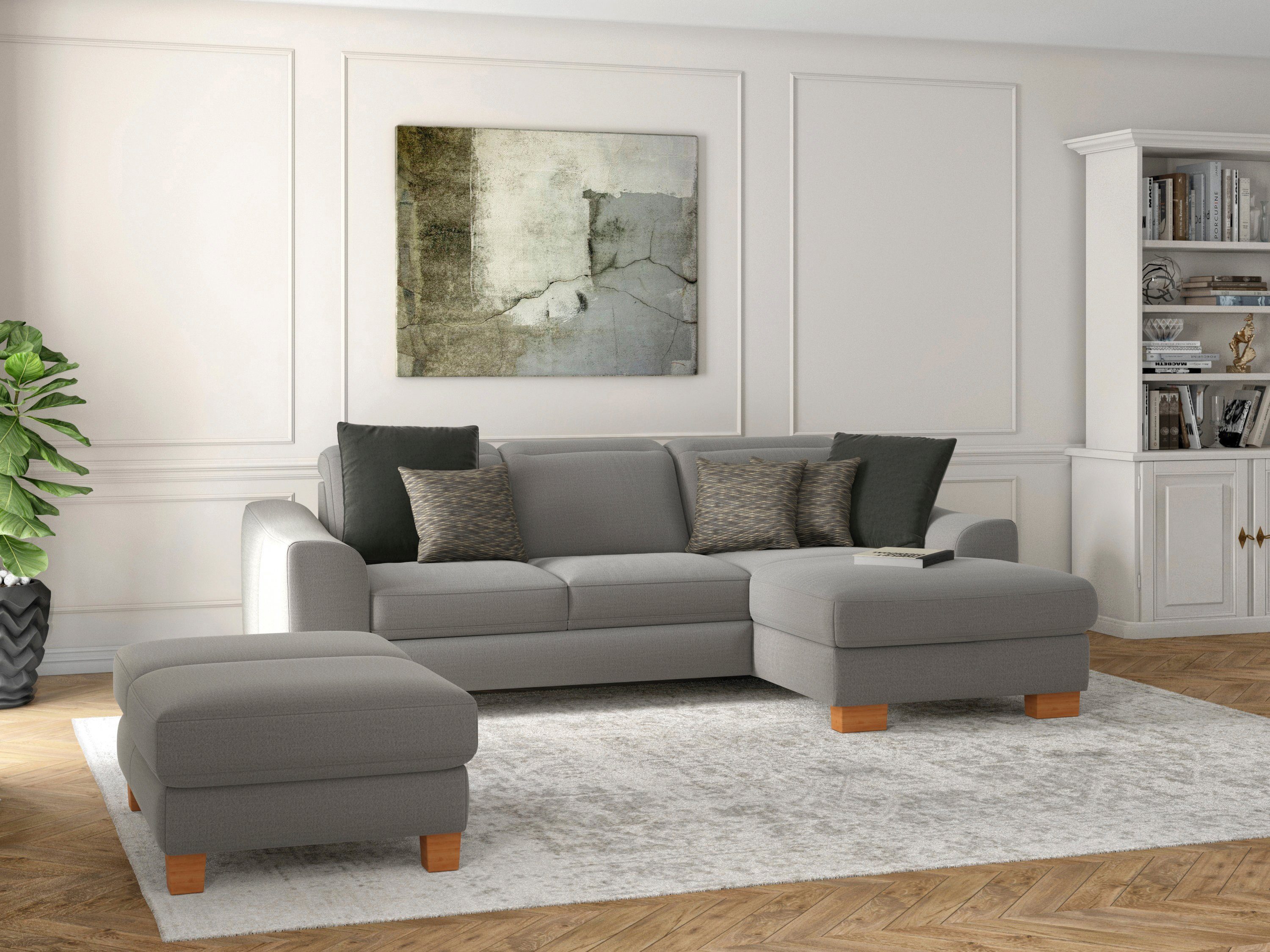 sit&more Ecksofa Dundee L-Form, mit Federkern und Massivholzfüßen, wahlweise mit Kopfteilverstellung