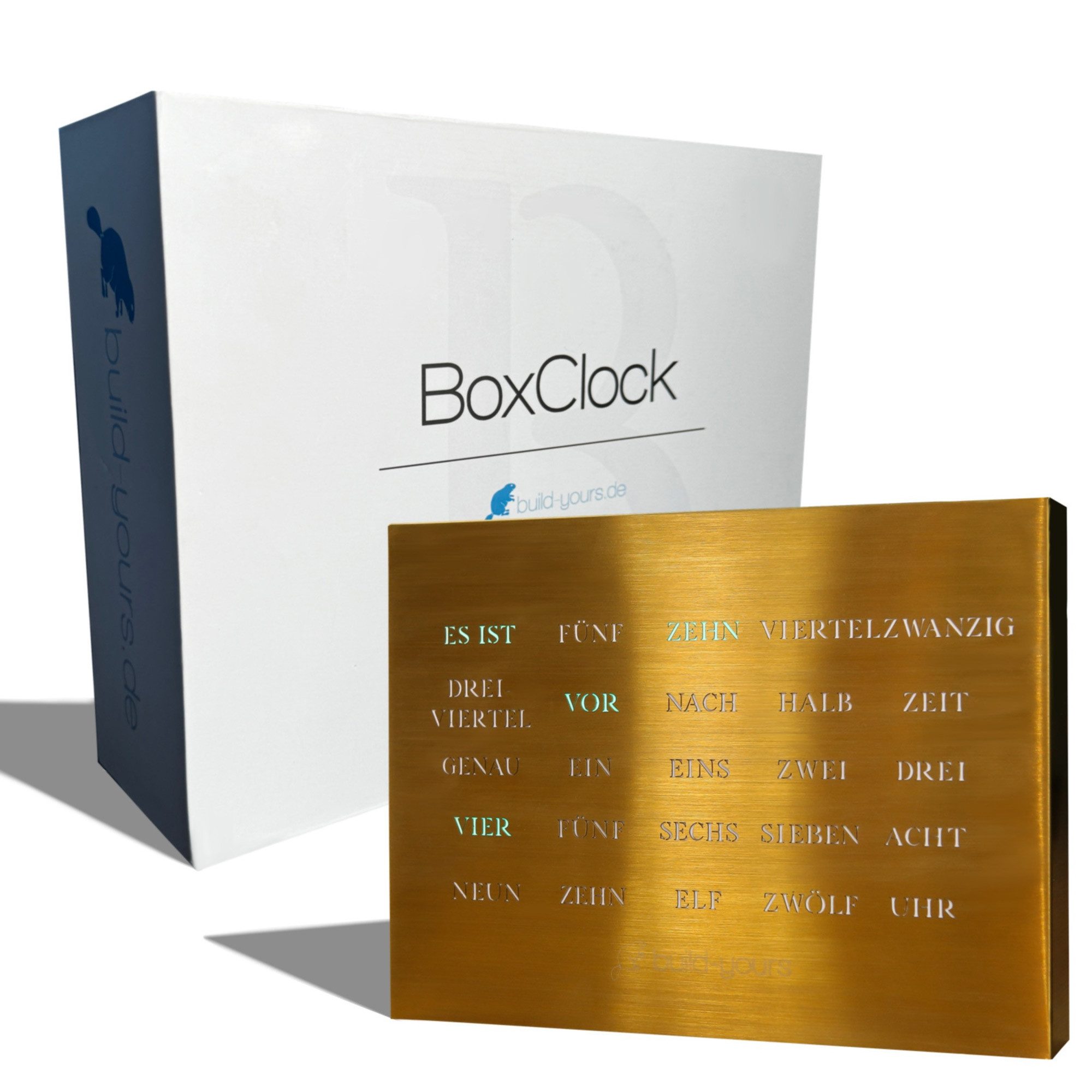 build-yours.de Tischuhr BoxClock Edelstahl - Die Wortuhr für den Schreibtis günstig online kaufen
