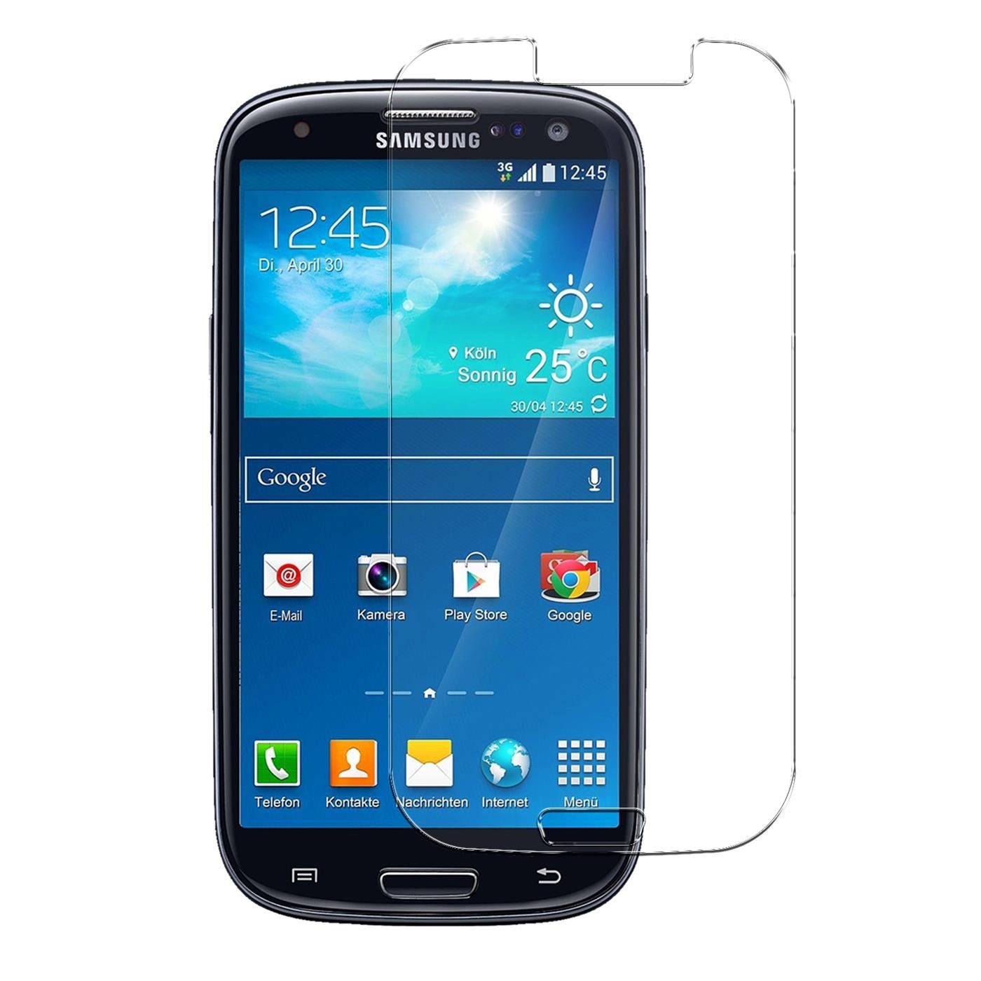 CoolGadget Schutzfolie Panzerfolie für Samsung Galaxy S3, (9H Härtegrad, 2x Schutzglas, 1xReinigungset), Displayfolie Panzer Schutzfolie 2 Stück für Samsung S3 Glas Folie