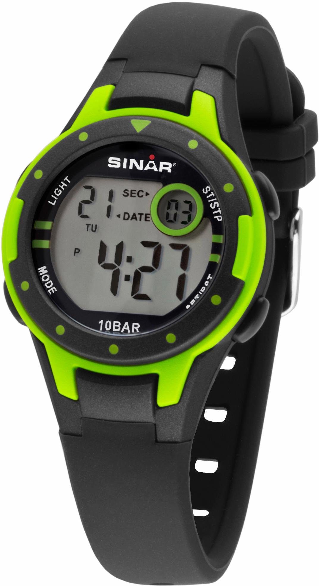 SINAR Chronograph XE-52-3, Armbanduhr, Quarzuhr, Kinderuhr, digital, Datum, Stoppfunktion