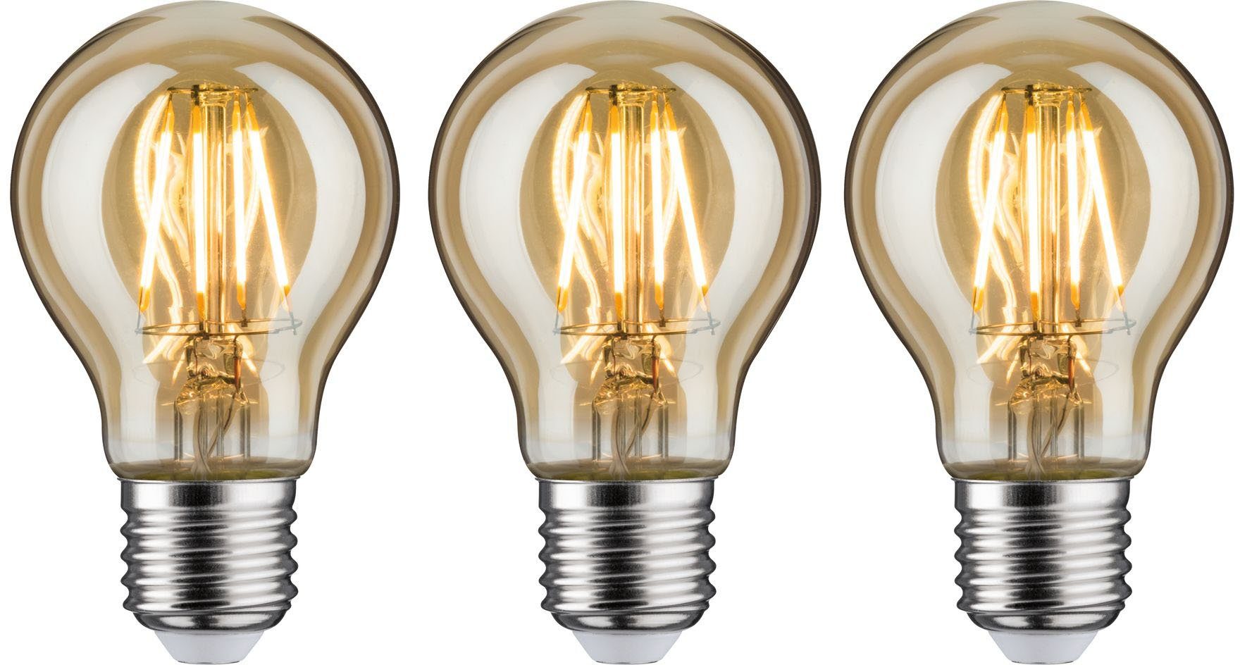 Paulmann LED-Leuchtmittel 3er Set 4,7 W AGL E27 gold, E27, 3 St., Warmweiß, günstig online kaufen