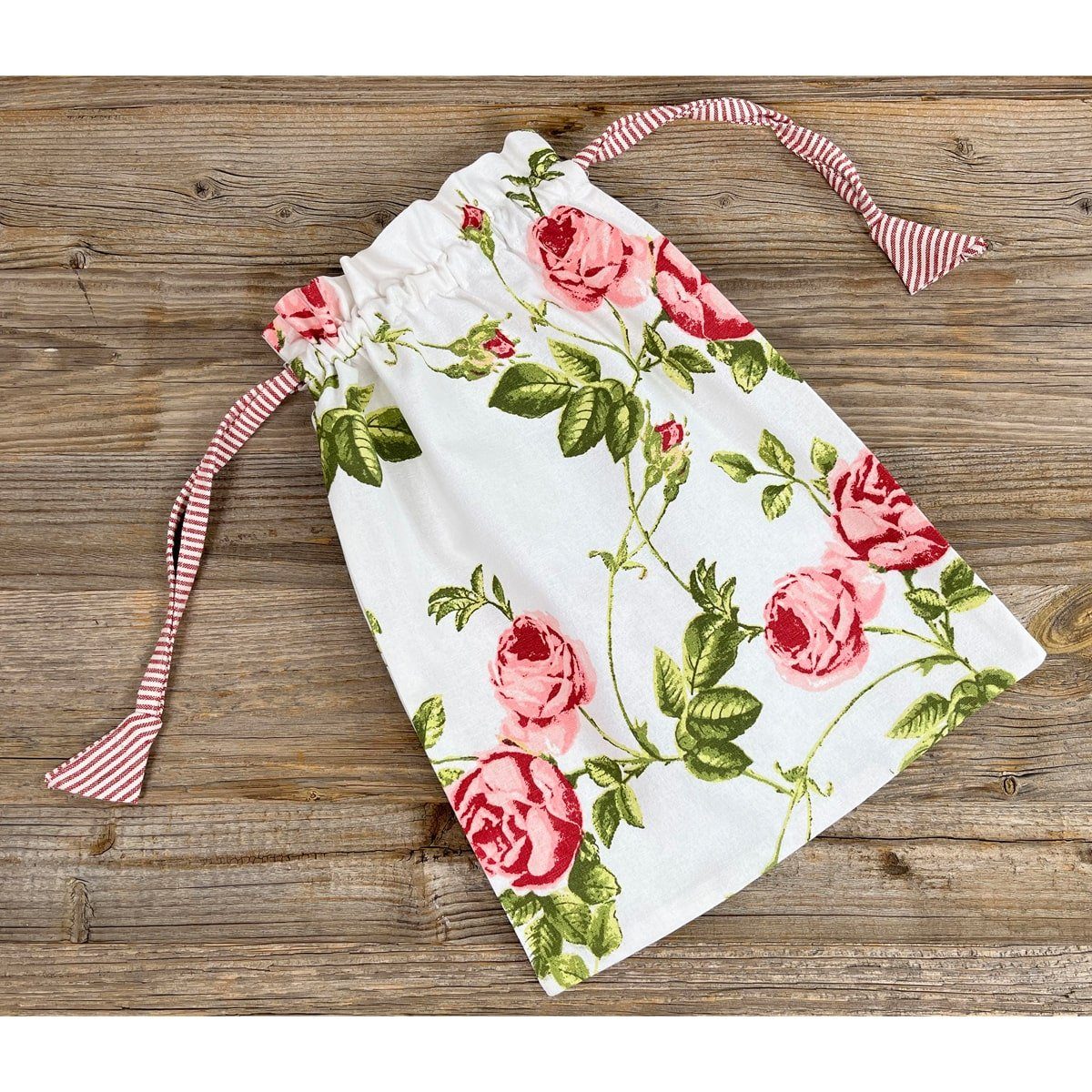 matches21 HOME & HOBBY Brotkorb Brotbeutel DORRIT Baumwollbeutel Rosen Landhaus weiß rosa, Textil, (1-tlg)