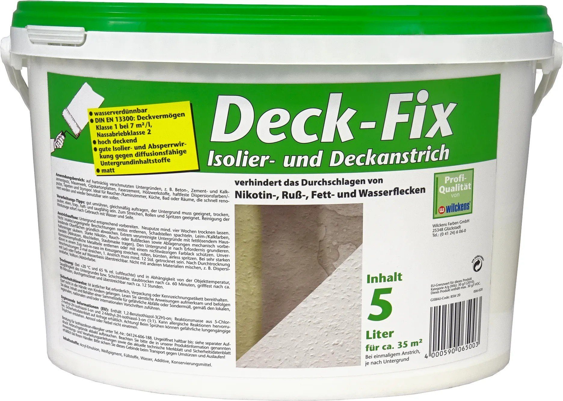 Wilckens Deckenfarbe und Deckanstrich Isolier- und Deck-Fix Wand- Farben