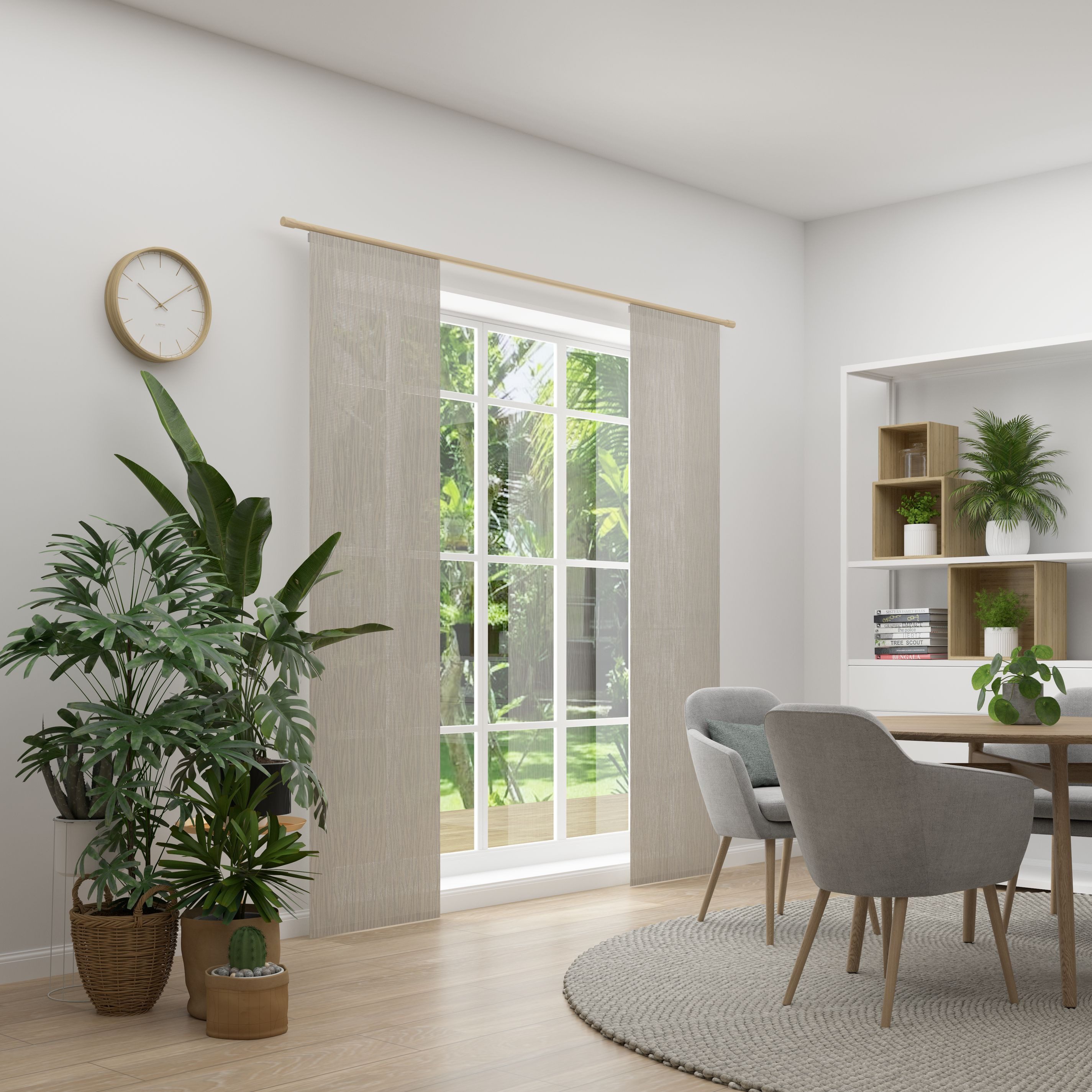 Neutex for you! Schiebegardine RAYA (1 St), Paneelwagen, halbtransparent, Grafische Linienstruktur