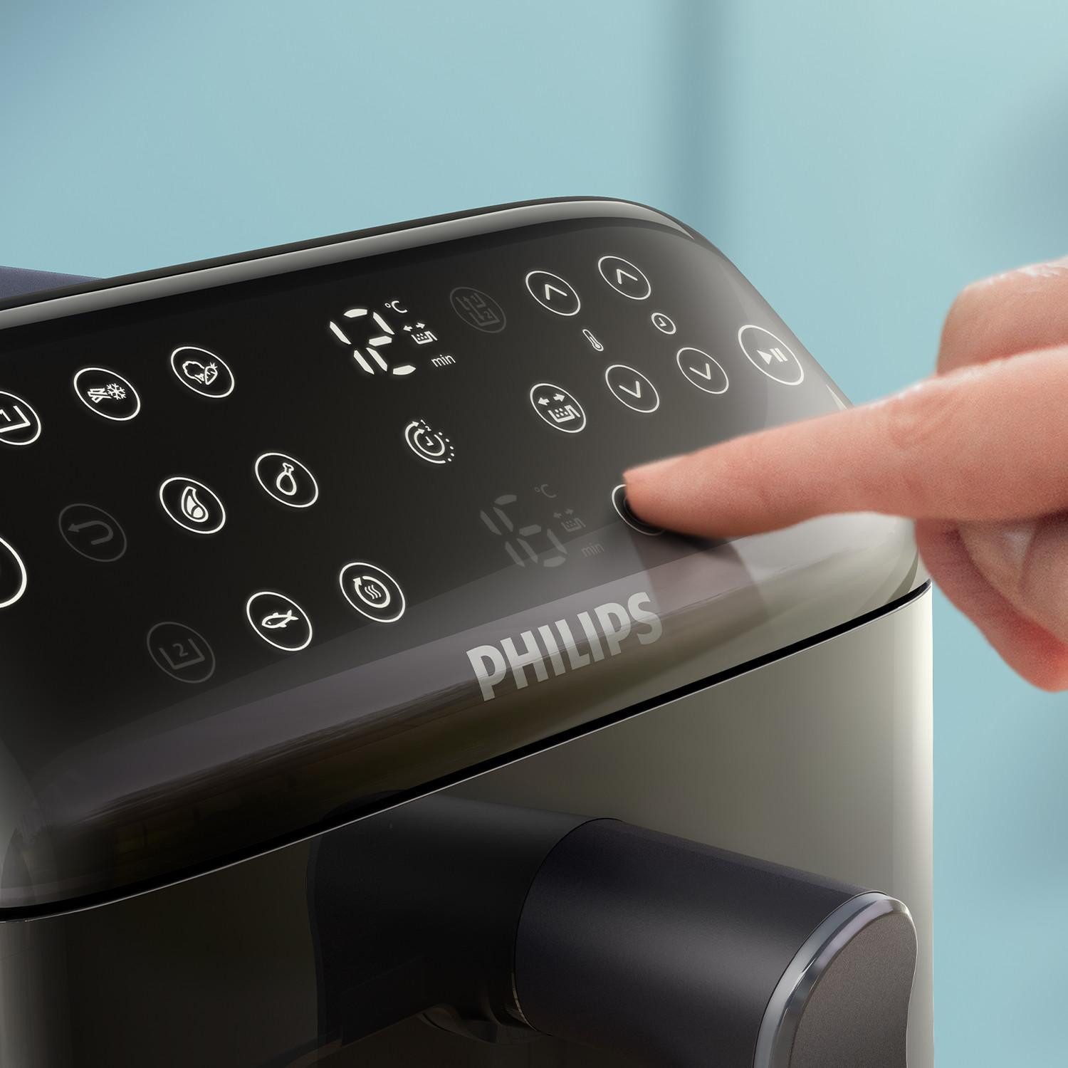 Philips Fritteuse NA461/00, 10 l Fassungsvermögen, Doppel-Heißluftfritteuse, Digitales Display