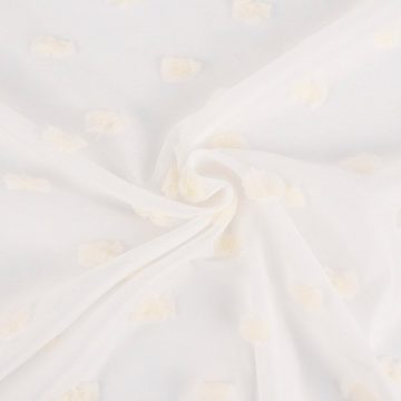 Meterware Rasch Textil Bambino Stores Pom Pom Puscheln weiß creme 3m, (1 St), halbtransparent, Kunstfaser, bestickt