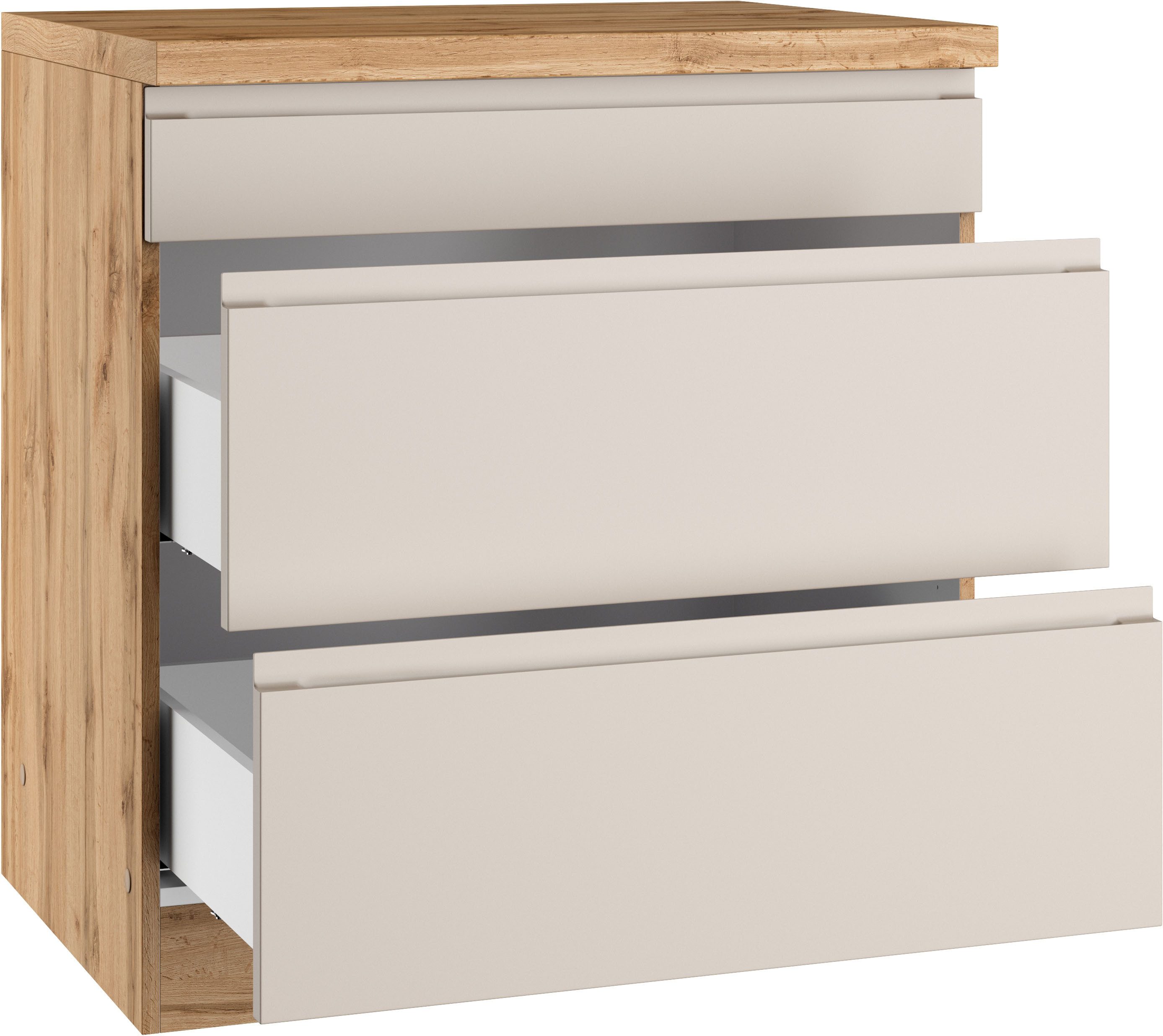 KOCHSTATION Kochfeldumbauschrank KS-Virginia,neu in verbesserter Ausführung (Stauraum, Softclose) Breite 80 cm, Höhe 86 cm, Softclose-Auszüge – Bild 5 von 5