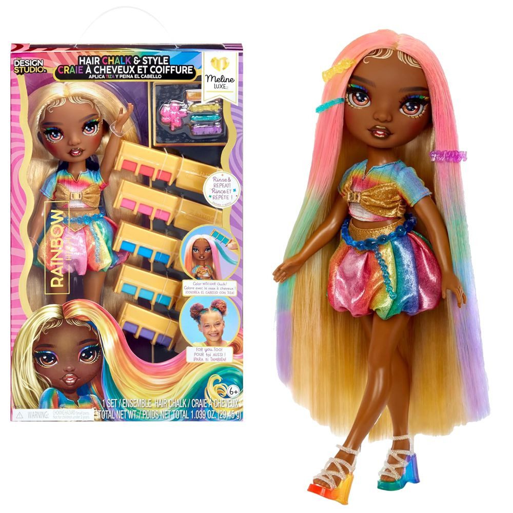 MGA ENTERTAINMENT Anziehpuppe Meline Fashion Puppe Rainbow High Hair Chalk & Style MGA