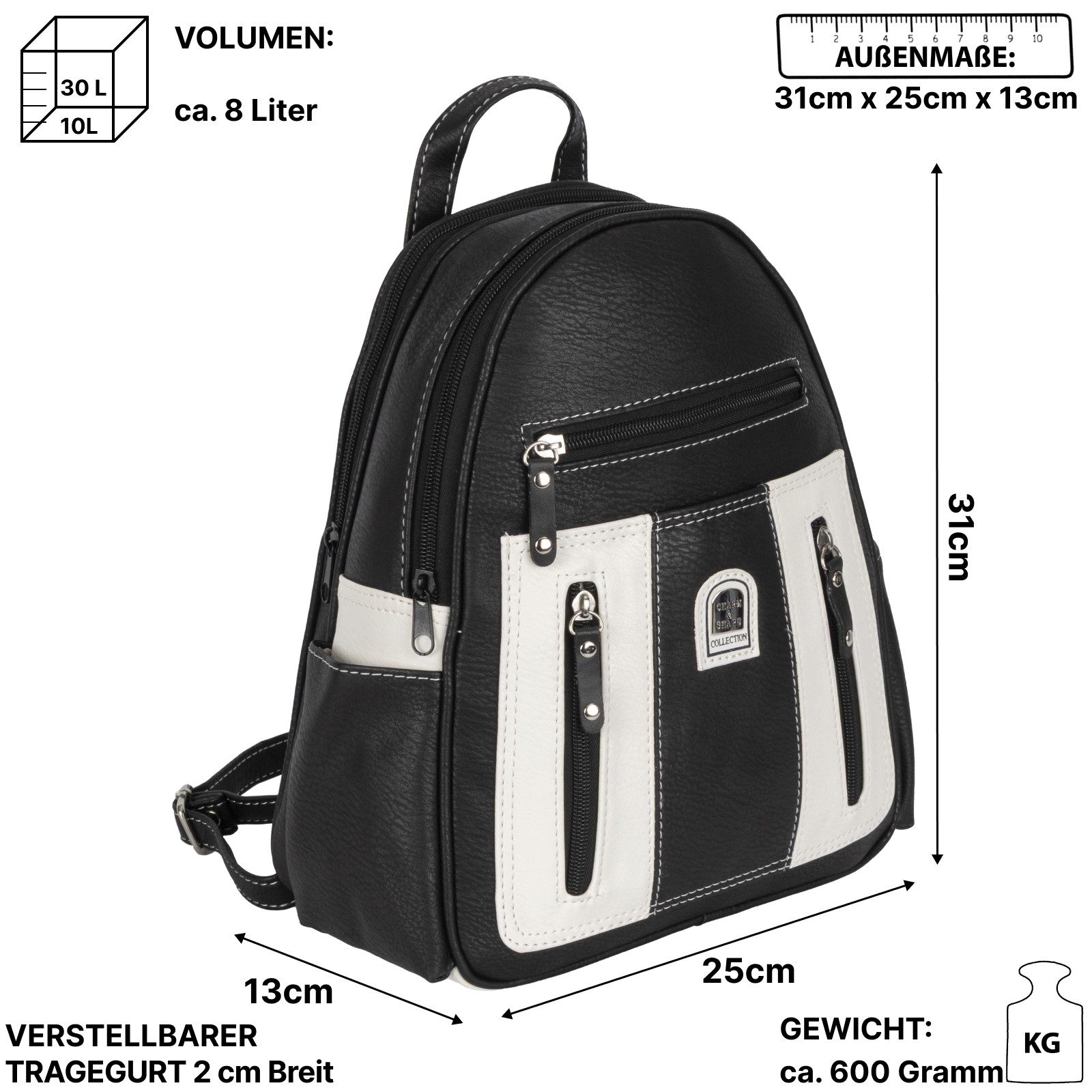 EAAKIE Rucksack Cityrucksack Damenrucksack Tagesrucksack Stadt Rucksack Bagpack, als Schultertasche, Umhängetasche tragbar – Bild 2 von 5