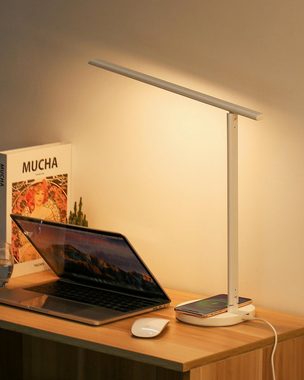 Tomons LED Tischleuchte »Schreibtischlampe Dimmbar, 3 Farbstufen, 6 Helligkeits«, unterstützt kabelloses Laden für Smartphone, Timer, 10W, Touch-Steuerung
