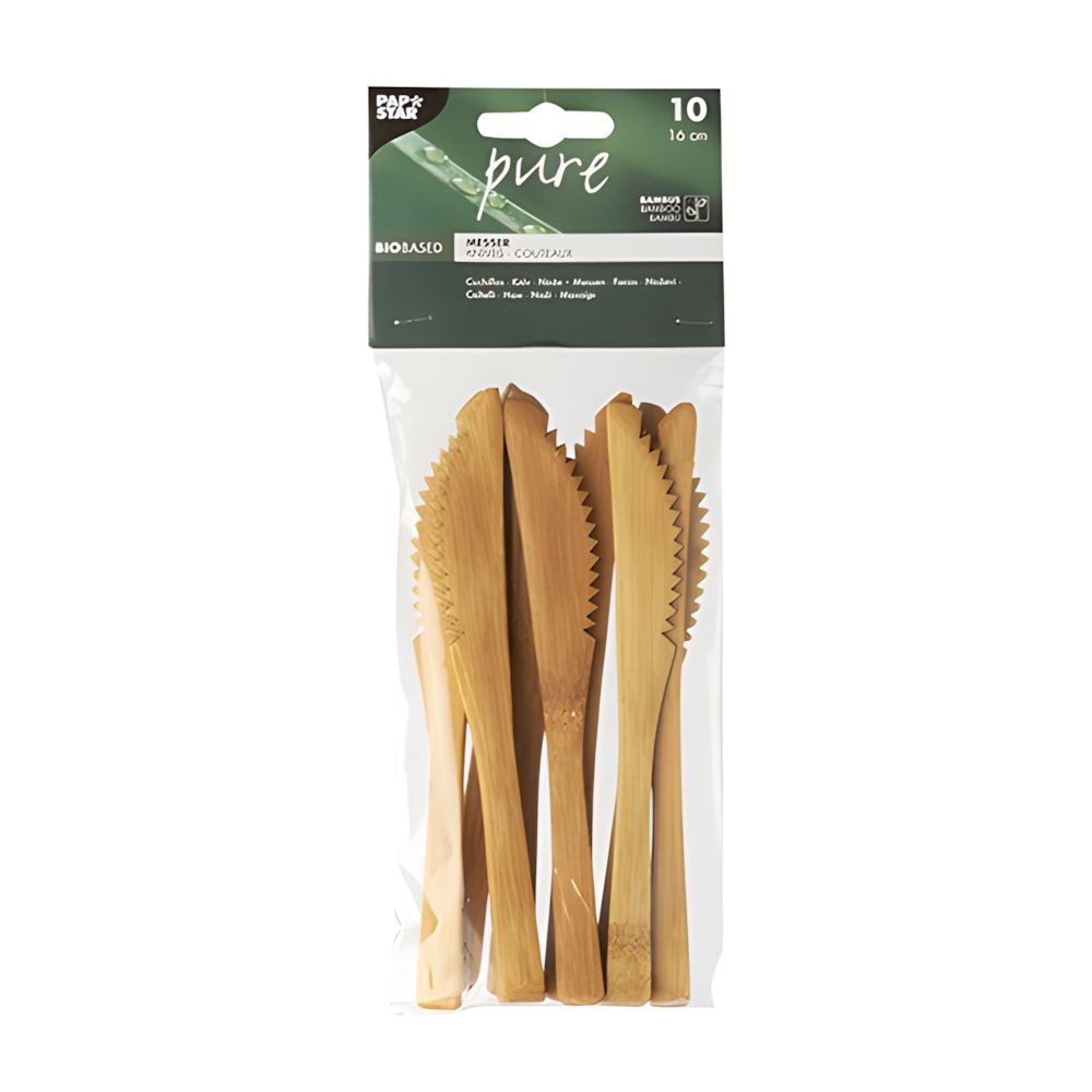 PAPSTAR Einwegmesser Messer, Bambus pure 16 cm 200 Stk