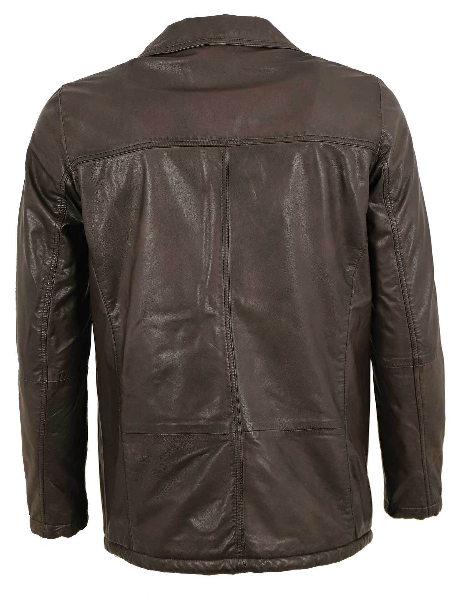 Maddox Lederjacke MADDOX - Herren Lederjacke Sakko Lammnappa dunkelbraun