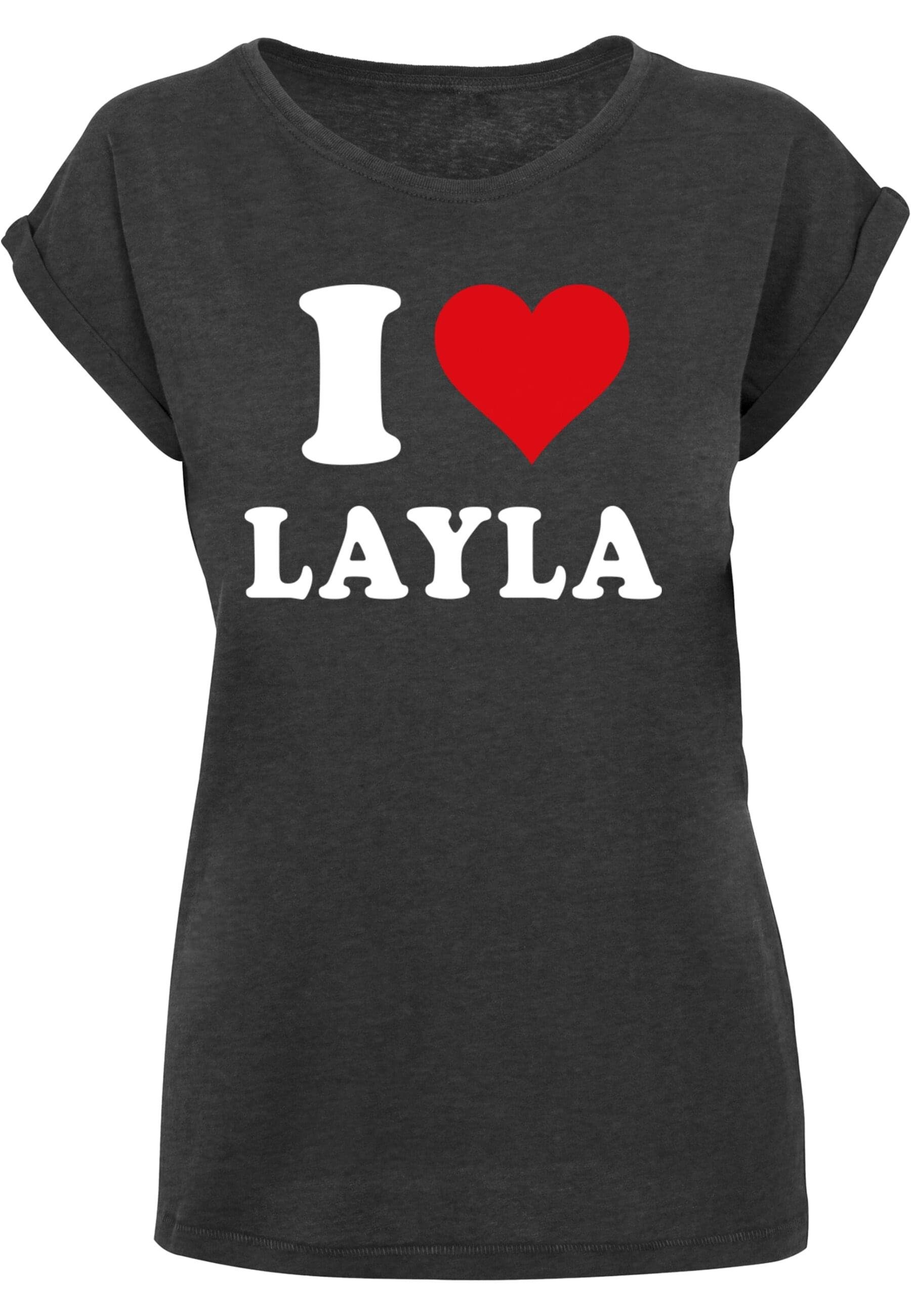 Merchcode T-Shirt Damen Ladies I Love Layla X T-Shirt (1-tlg) charcoal
