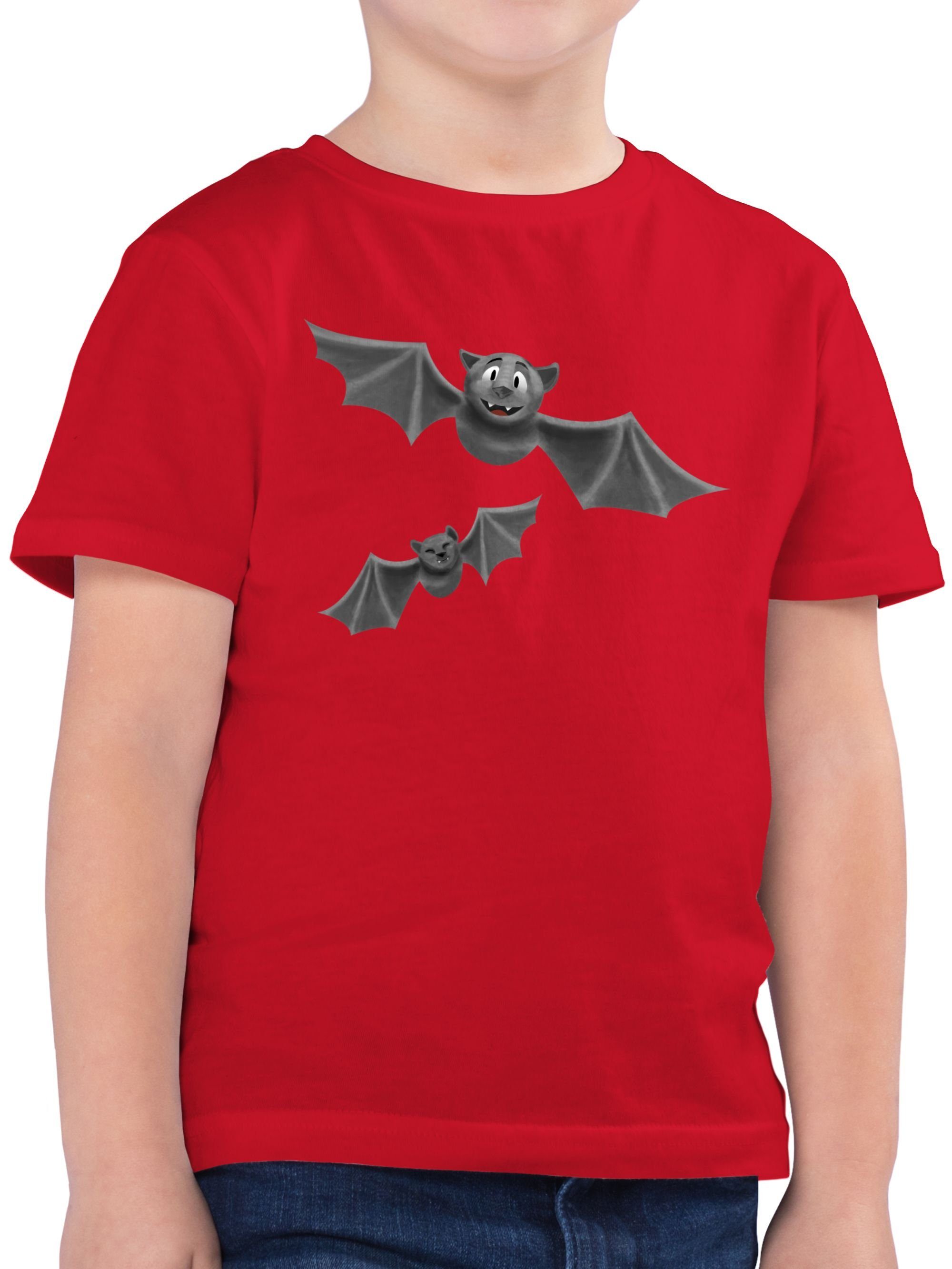 für Rot Shirtracer Halloween Jungs Flattermaus 2 Fledermäuse T-Shirt Feldermaus Kostüme Kinder