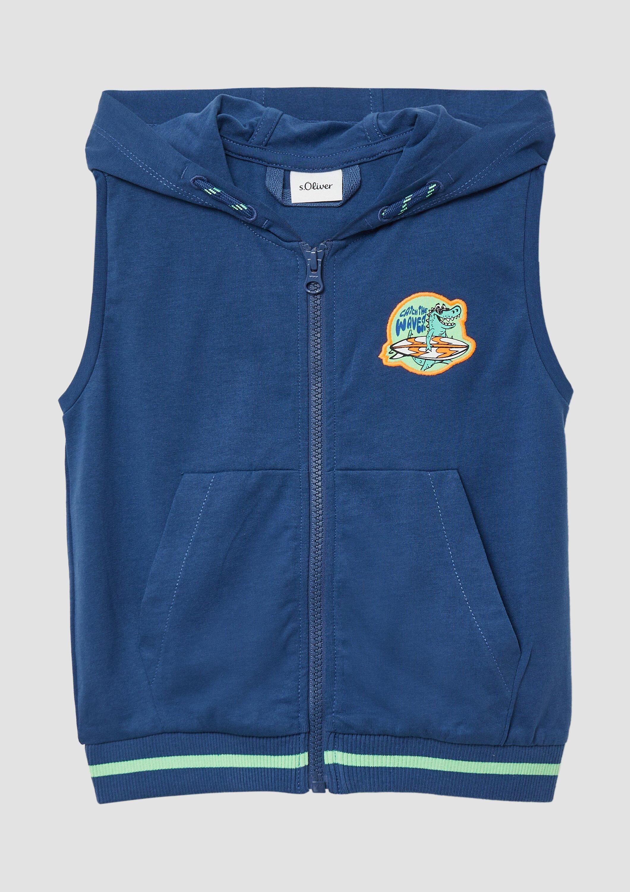 s.Oliver Funktionsweste Indoor-Weste Sweat-Weste mit Kapuze und Stickerei
