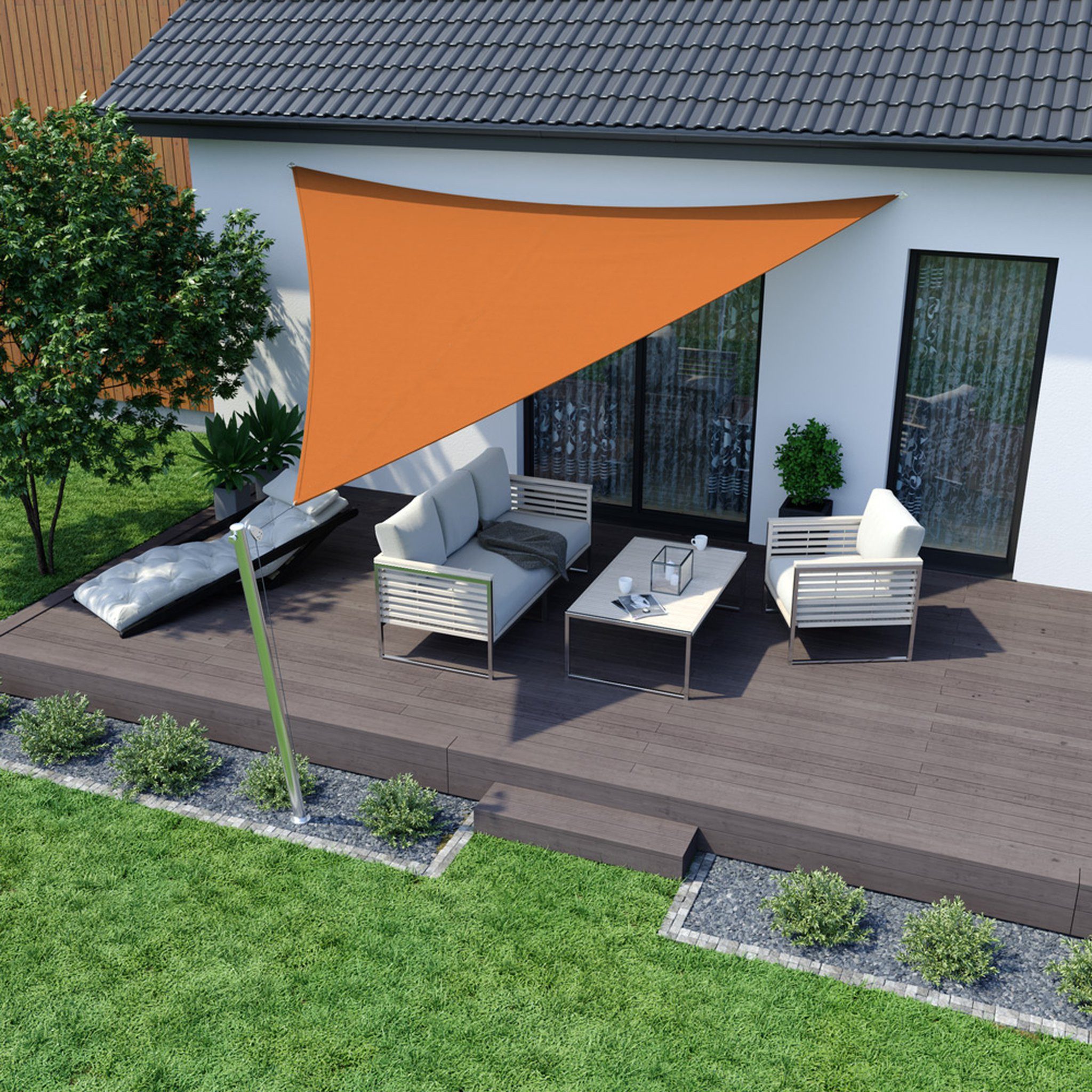 jarolift Sonnensegel Sonnensegel 3,6x3,6x3,6m dreieckig orange UV-Schutz wasserabweisend, (1-tlg), Dreieckiges Sonnensegel mit UV-Schutz und stabiler Verarbeitung