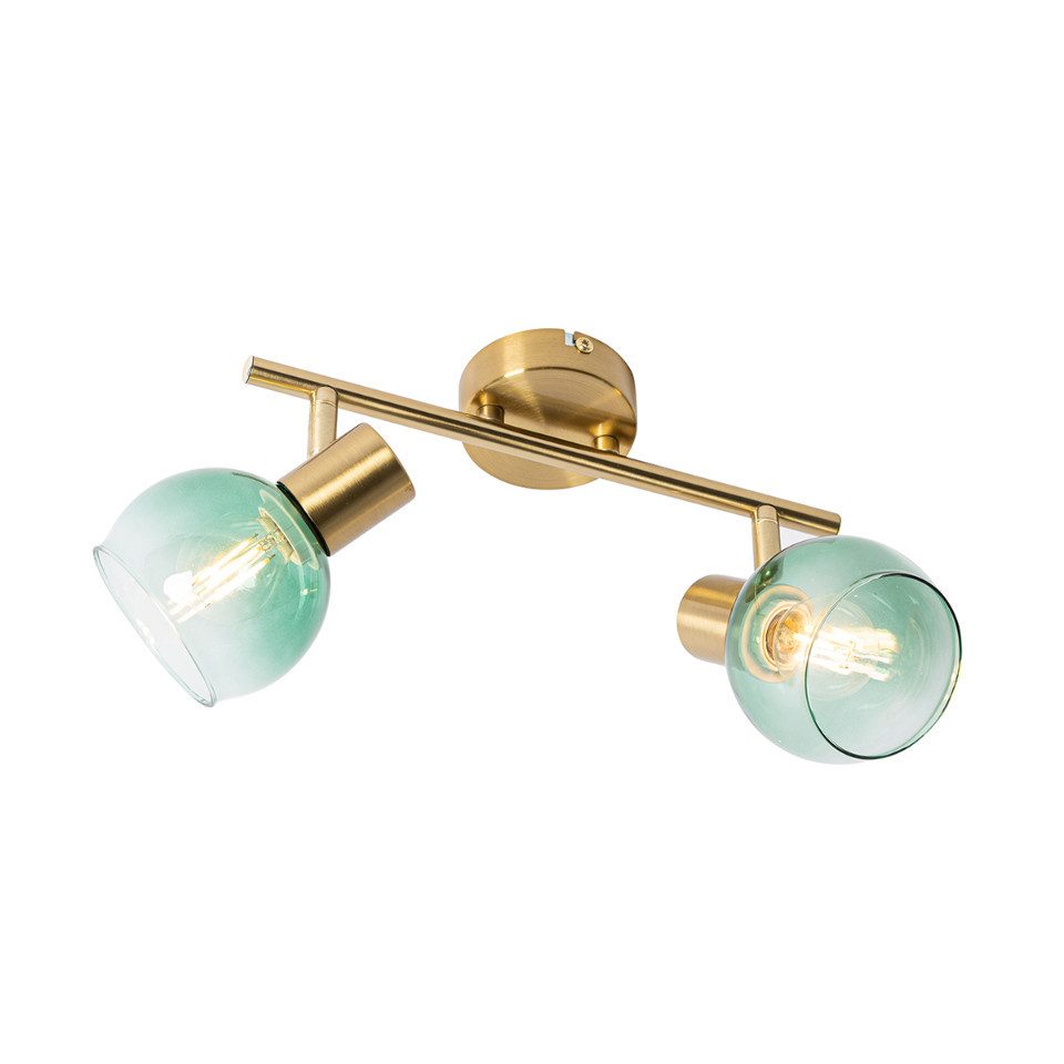 Qazqa LED Aufbaustrahler Vidro, ohne Leuchtmittel, Warmweiß, QAZQA Aufbau­spot, e14, Grün, Stahl, Art Deco