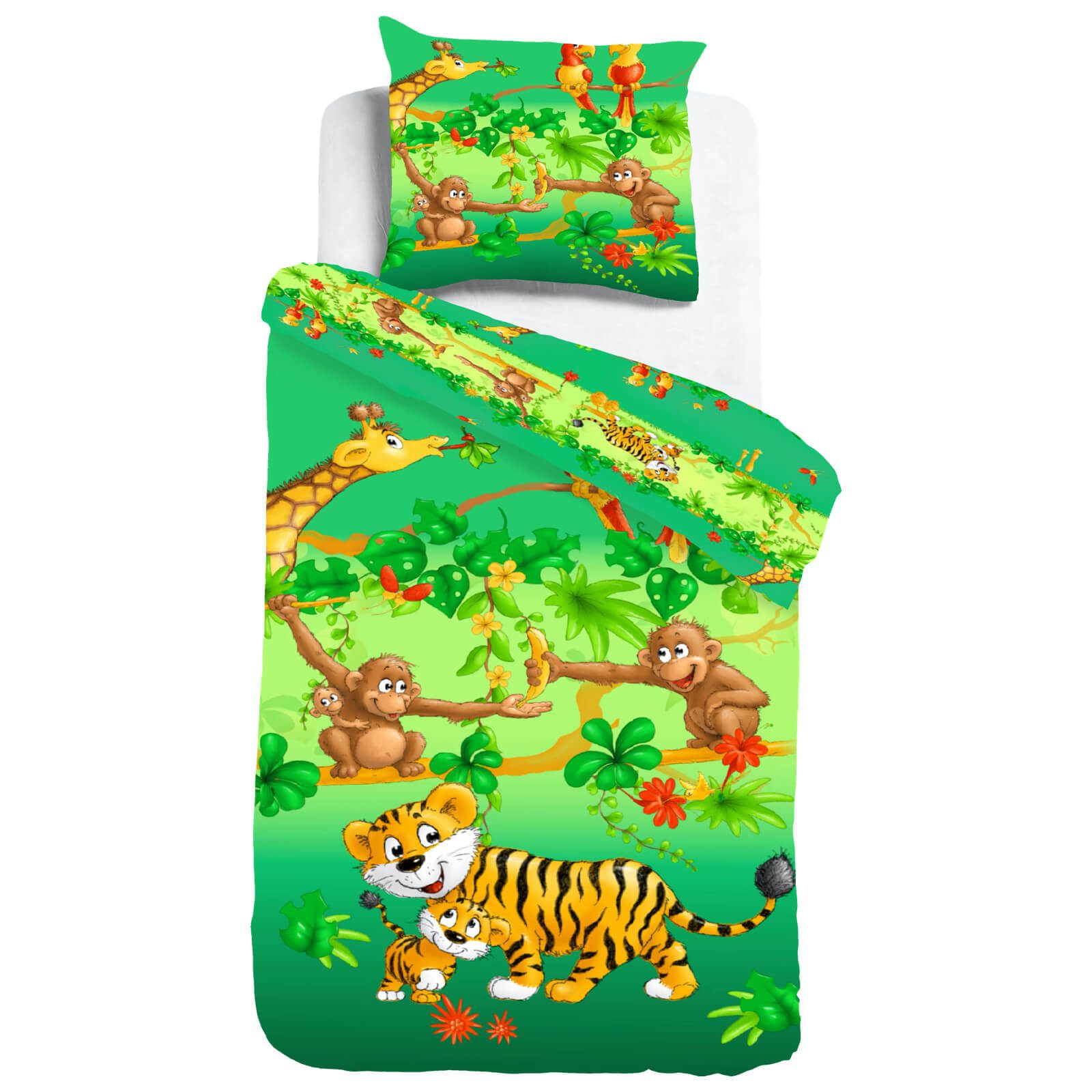 ESPiCO Kinderbettwäsche Dschungeltiere, Renforcé, 2 teilig, Digitaldruck, Wildnis, Tiger, Affen