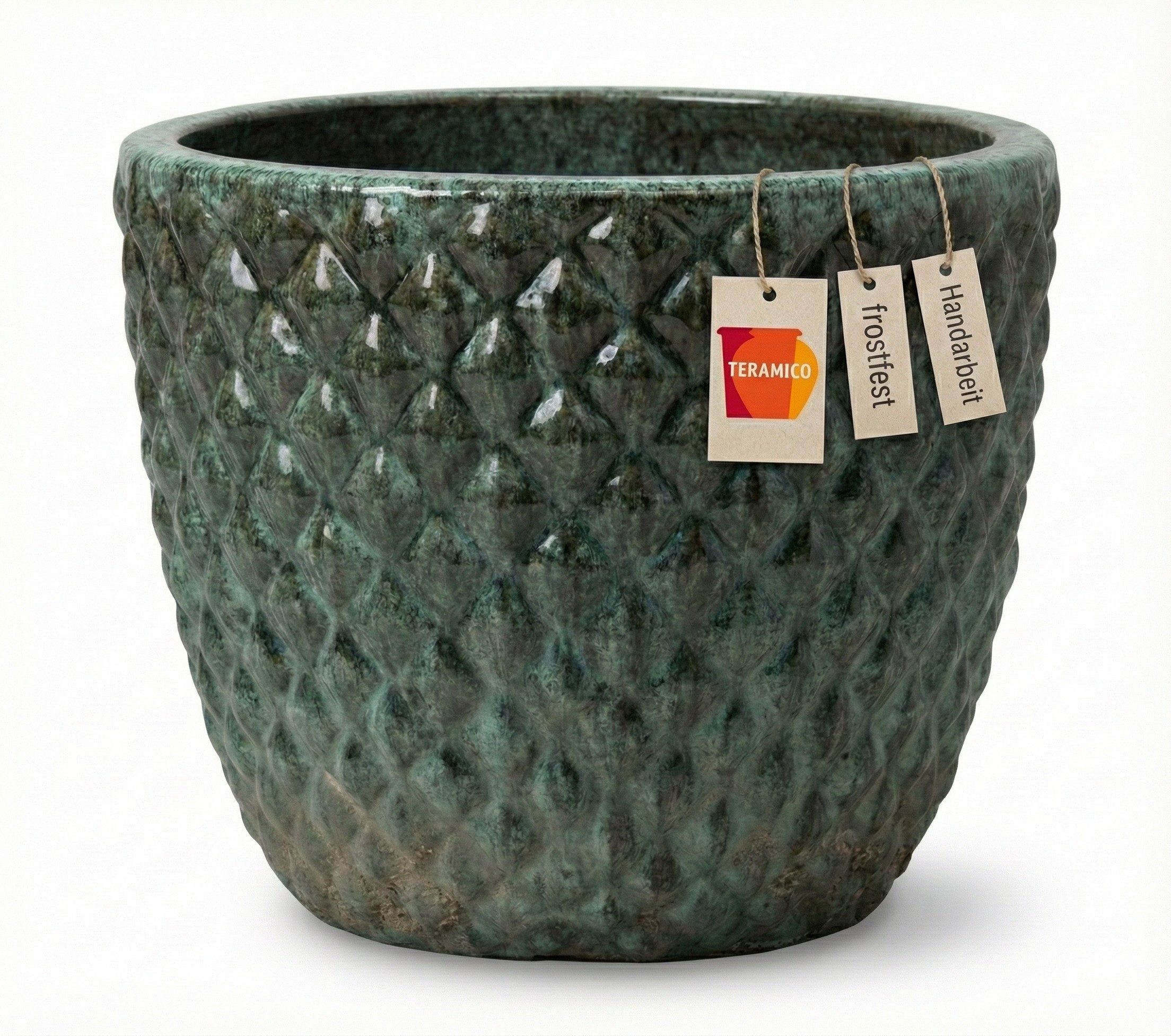 Teramico Blumentopf Pflanzgefäß Keramik "Bubble" Grün – Struktur & Frostfest (1 St), Frostfest, UV-Fest