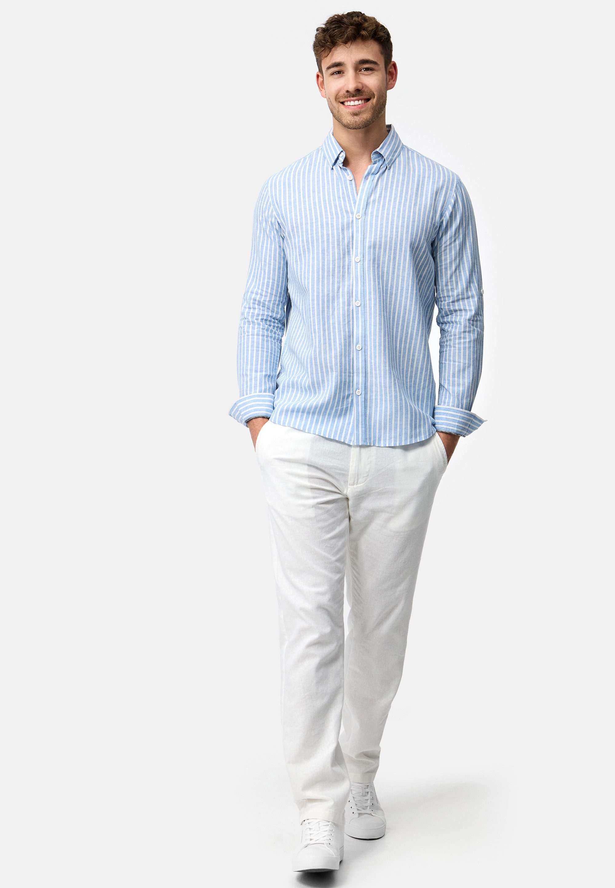 Indicode Langarmhemd Herren Brayden Herrenhemd Langarm mit Button-Down-Kragen