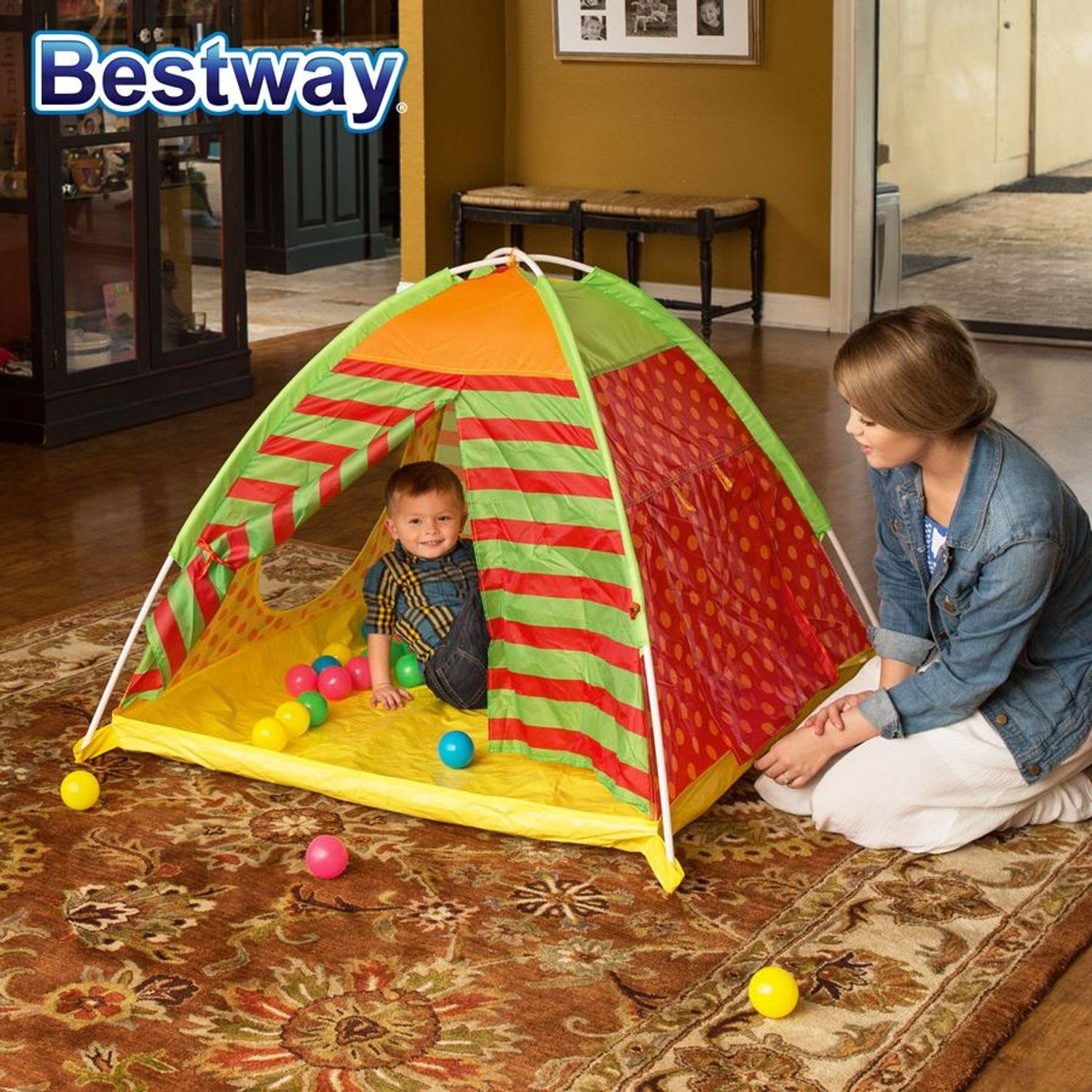 Bestway Kuppelzelt Bestway Spielzelt mit 40 bunte Bälle Kinder-Haus Fang Wurf In- Outdoor