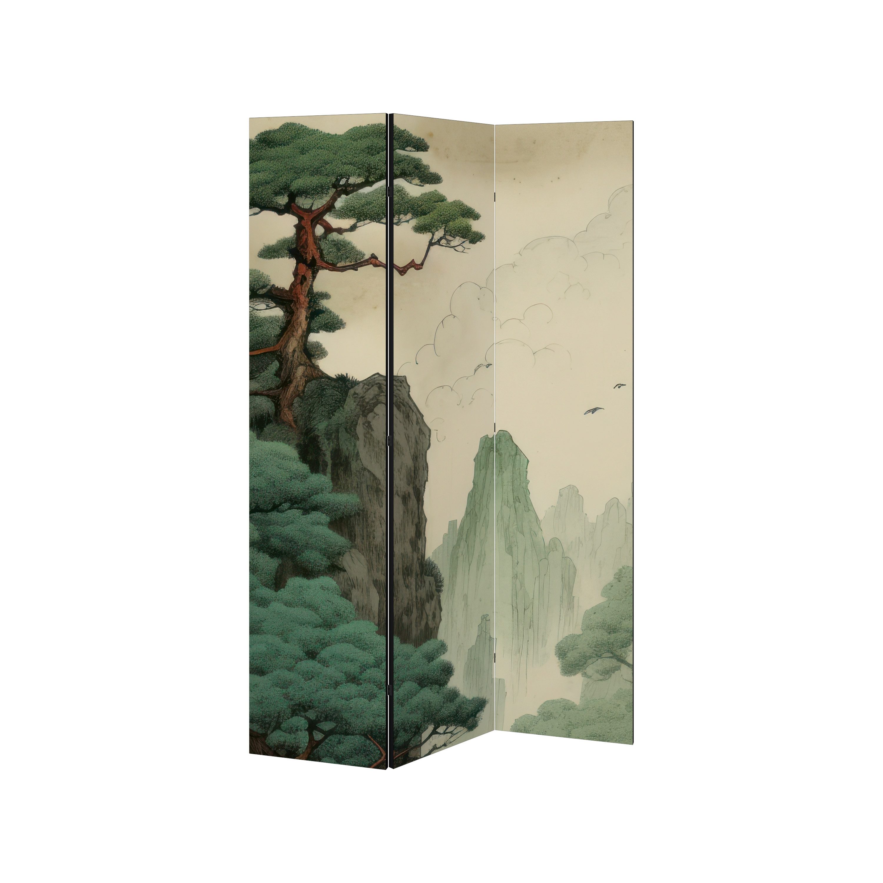 SPACEREBELS Paravent VERDURE ABYSS (1 St), Raumteiler mit 3 Paneelen, einseitig bedruckt, 114 x 168 cm