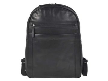 Greenburry Tagesrucksack Pure Black, Rucksack, Leder, Business mit Notebookfach, für Damen und Herren