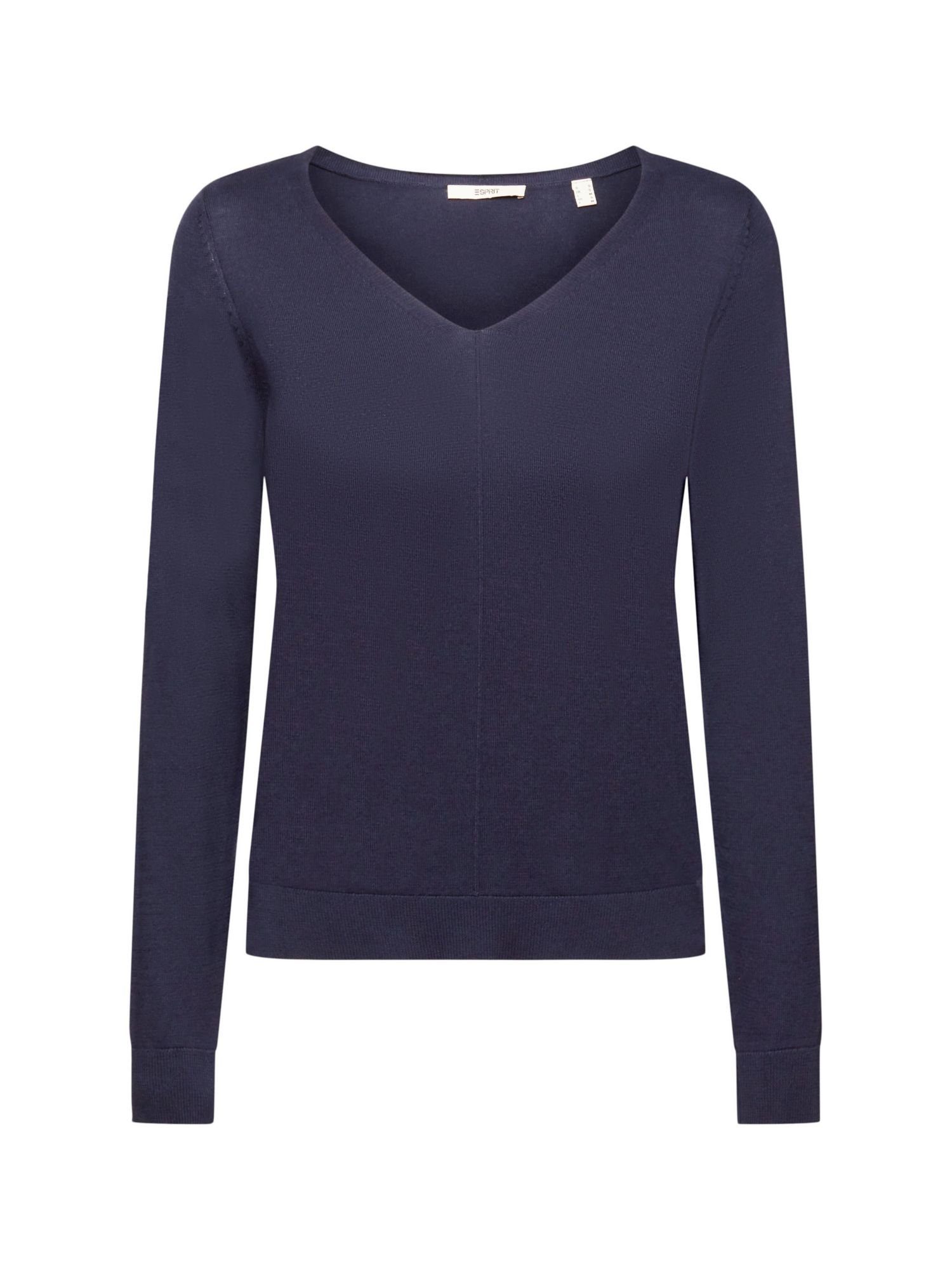 Esprit V-Ausschnitt-Pullover Strickpullover mit V-Ausschnitt NAVY