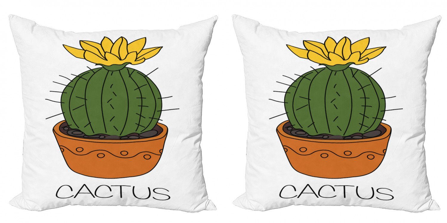 Kissenbezüge Modern Accent Doppelseitiger Digitaldruck, Abakuhaus (2 Stück), Kaktus Pflanze mit gelben Blüten