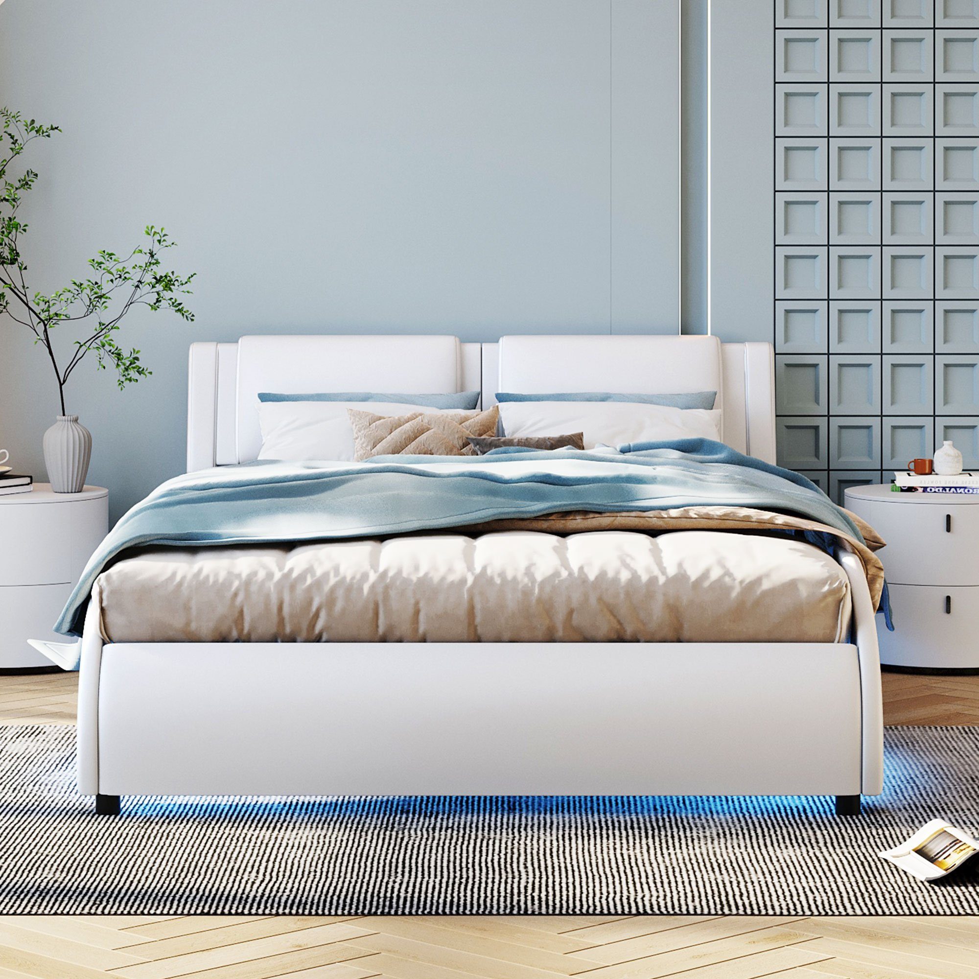 Flieks Polsterbett, LED Beleuchtung Doppelbett mit günstig online kaufen