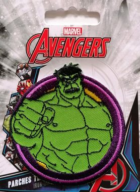 MARVEL Aufnäher Bügelbild, Aufbügler, Applikationen, Patches, Flicken, zum aufbügeln, Polyester, Avengers Hulk Button - Größe: 7 x 6,7 cm