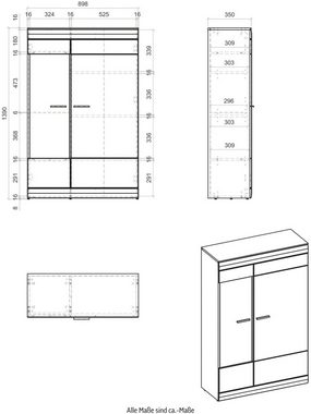 INOSIGN Vitrine SCARA mit Applikation Zinneiche Dekor, Breite 90 cm, mit Softclose-Funktion