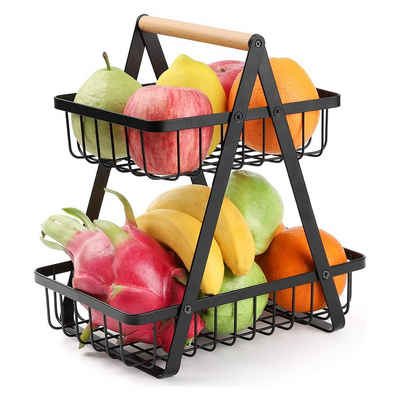 Vicbuy Obstschale Obstkorb 2 Stöckig Obstschale Abnehmbar Obst Halter, Eisen, Küche Ablagekorb Gemüsegestell Obst Gemüse Brot Snacks Korb