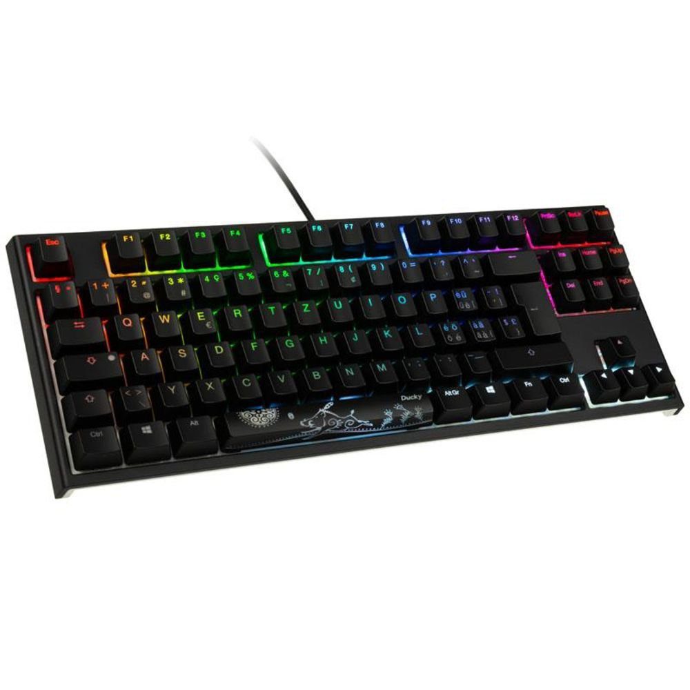 Ducky ONE 2 TKL PBT MX-Silent-Red Gaming-Tastatur (RGB-LED, leise, mechanisch, USB, Schweiz CH-Layout, schwarz)