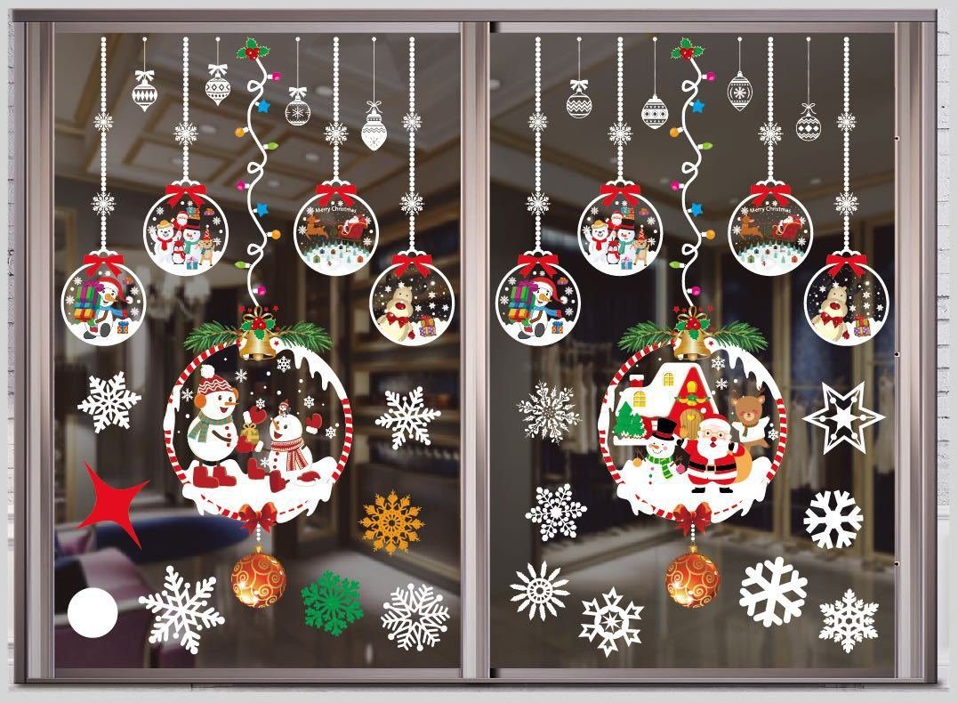 Coonoor Fenstersticker Fensterbilder Weihnachten Selbstklebend, Weihnachtsdeko Fenster, Groß Fensterbild Winter für Glas Tür Fensterdeko Weihnachten Deko