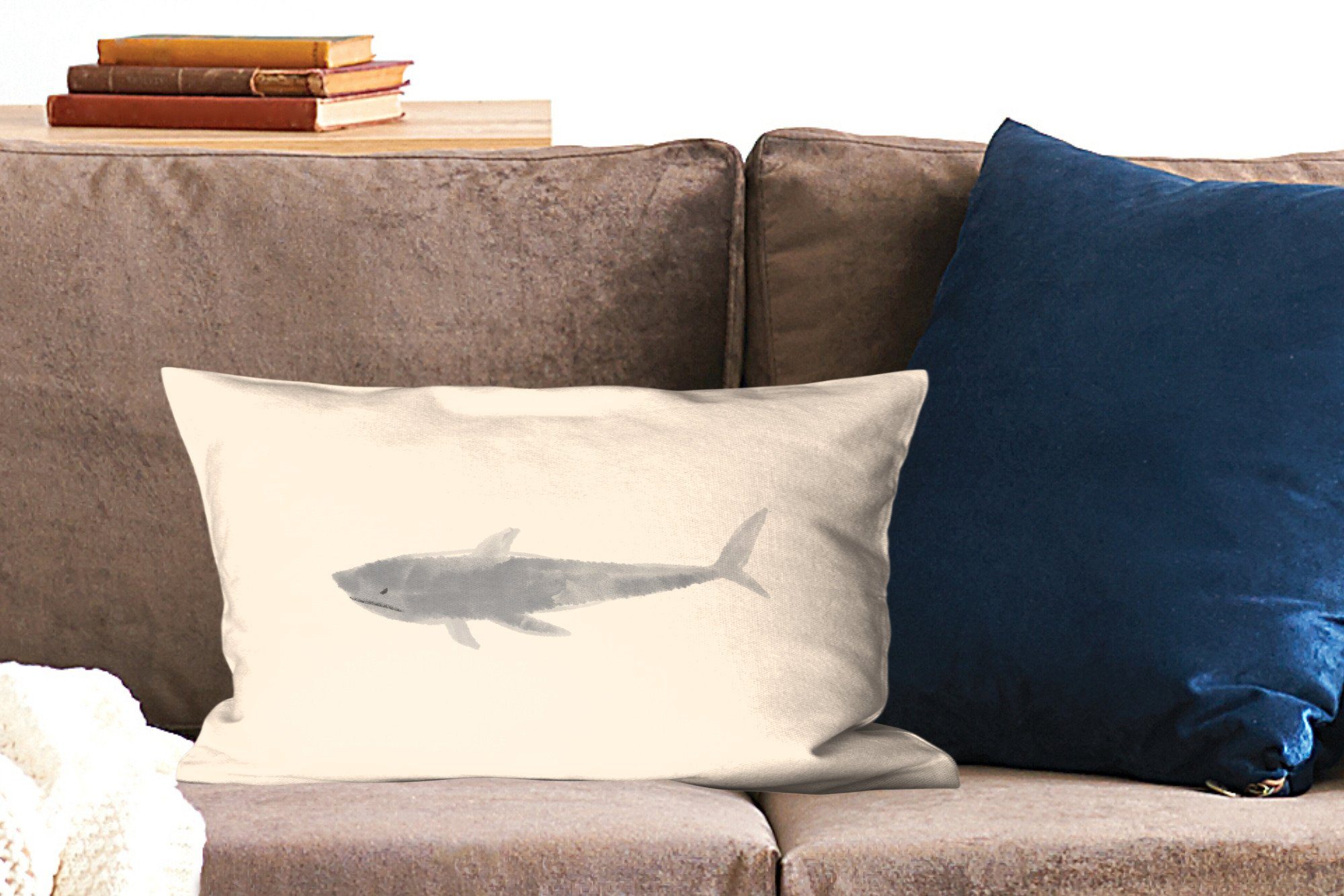 Zierkissen, Wohzimmer Füllung, Pastell Meerestiere mit - - Dekokissen MuchoWow Aquarell, Dekokissen Dekoration, Fische Schlafzimmer -