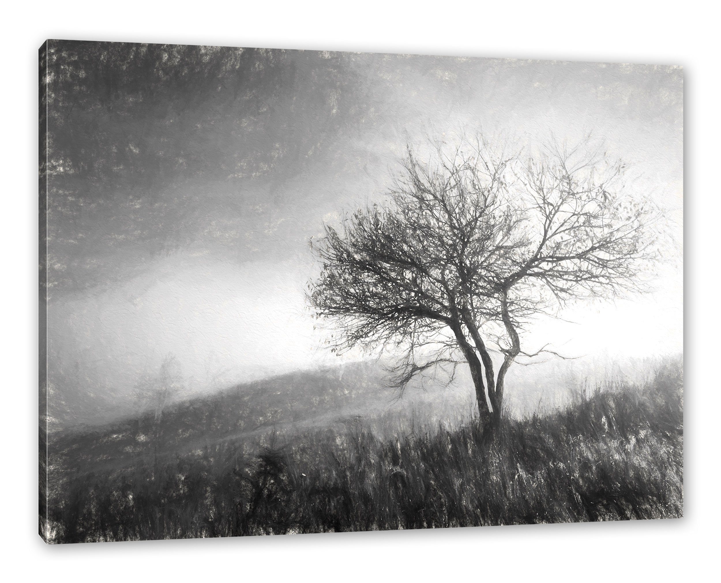 Leinwandbild Zackenaufhänger inkl. Baum Pixxprint Landschaft (1 Leinwandbild in Landschaft, Baum fertig in bespannt, St),