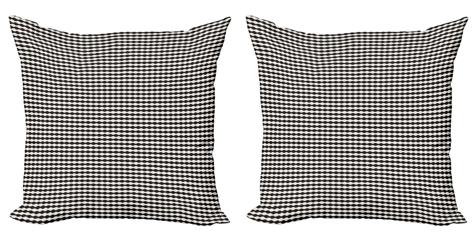 Kissenbezüge Modern Accent Doppelseitiger Digitaldruck, Abakuhaus (2 Stück), Gitter Monochromatische Wellenlinien