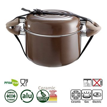 BRUNNER Topf-Set BRUNNER Camping Kochtöpfe Alu CHOCOLATE Platzsparend, Stapelbar, (7-tlg)