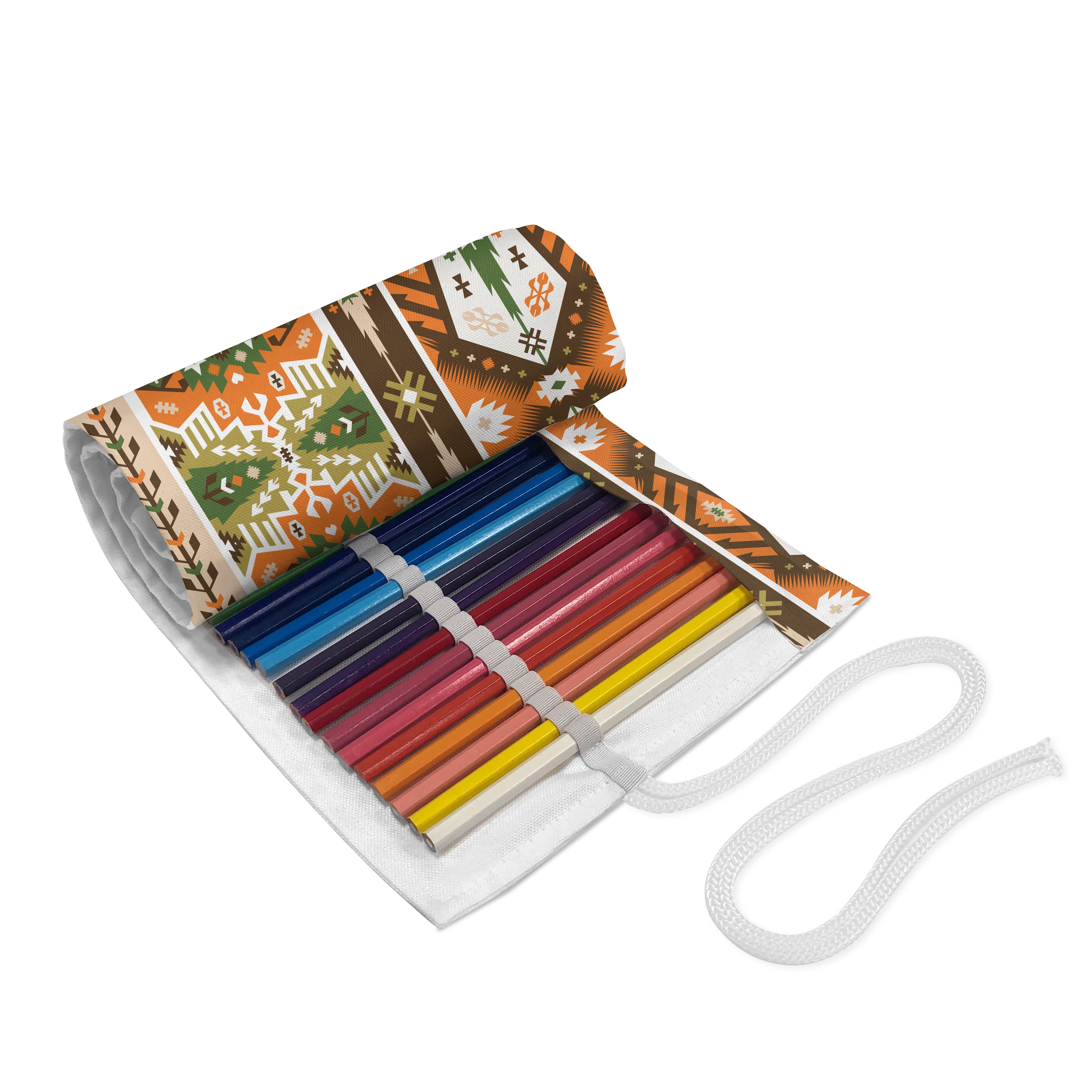 Abakuhaus Federmäppchen langlebig und tragbar Segeltuch Stiftablage Organizer, Stammes Aztec Maya-Art-Streifen