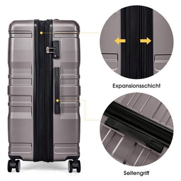 Sweiko Hartschalen-Trolley Hartschalen Handgepäck XL 47 x 31 x 75 cm, 4 Rollen, Koffer Reisekoffer mit TSA-Schloss und Zwillingsrollen