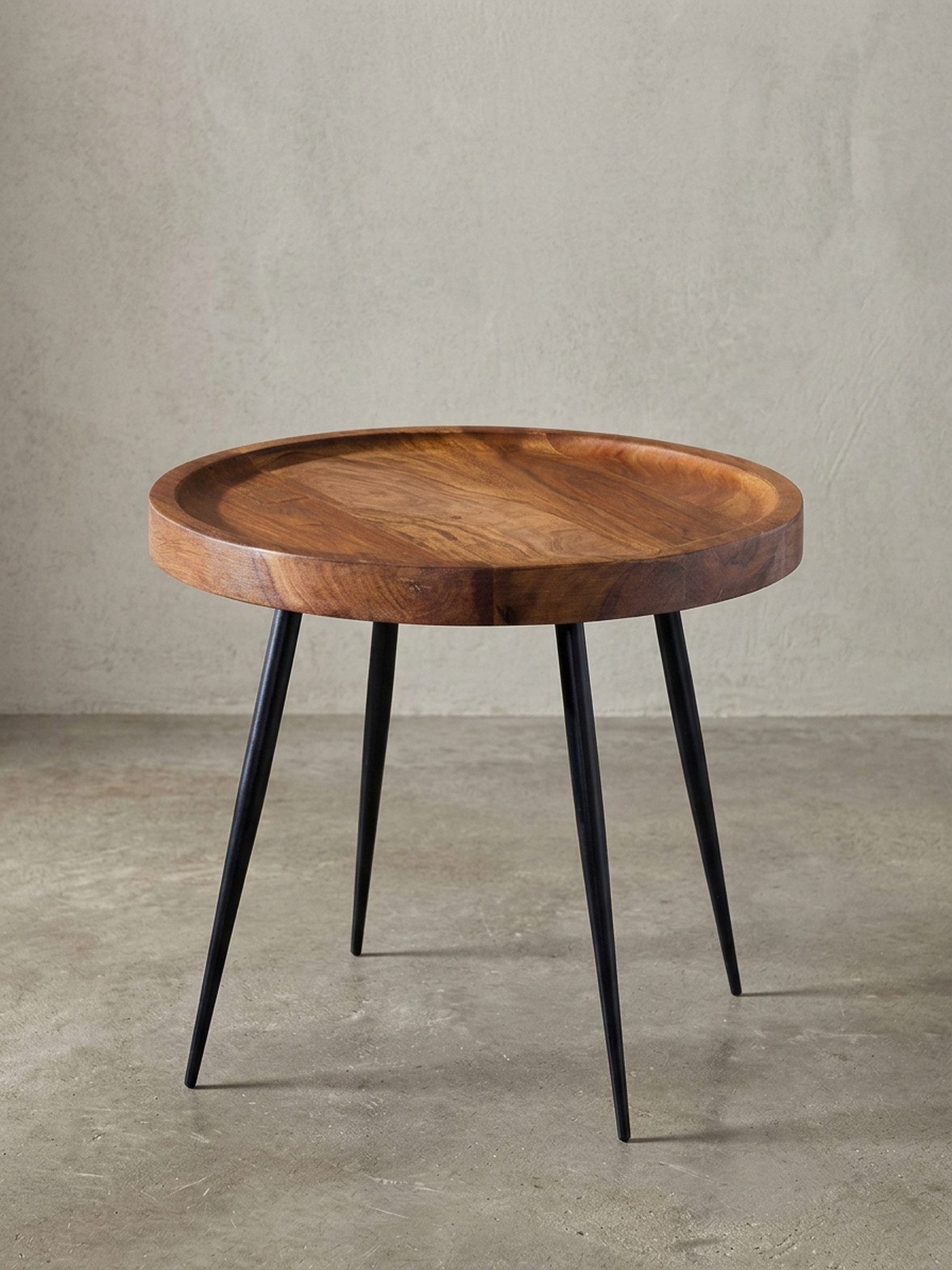 KADIMA DESIGN Beistelltisch Beistelltisch 46x40x46 cm Holz Metall Couchtisch Sofatisch Industrial, Industrial Style, Holztisch Metallbeine, Dekotisch Dunkles Massivholz