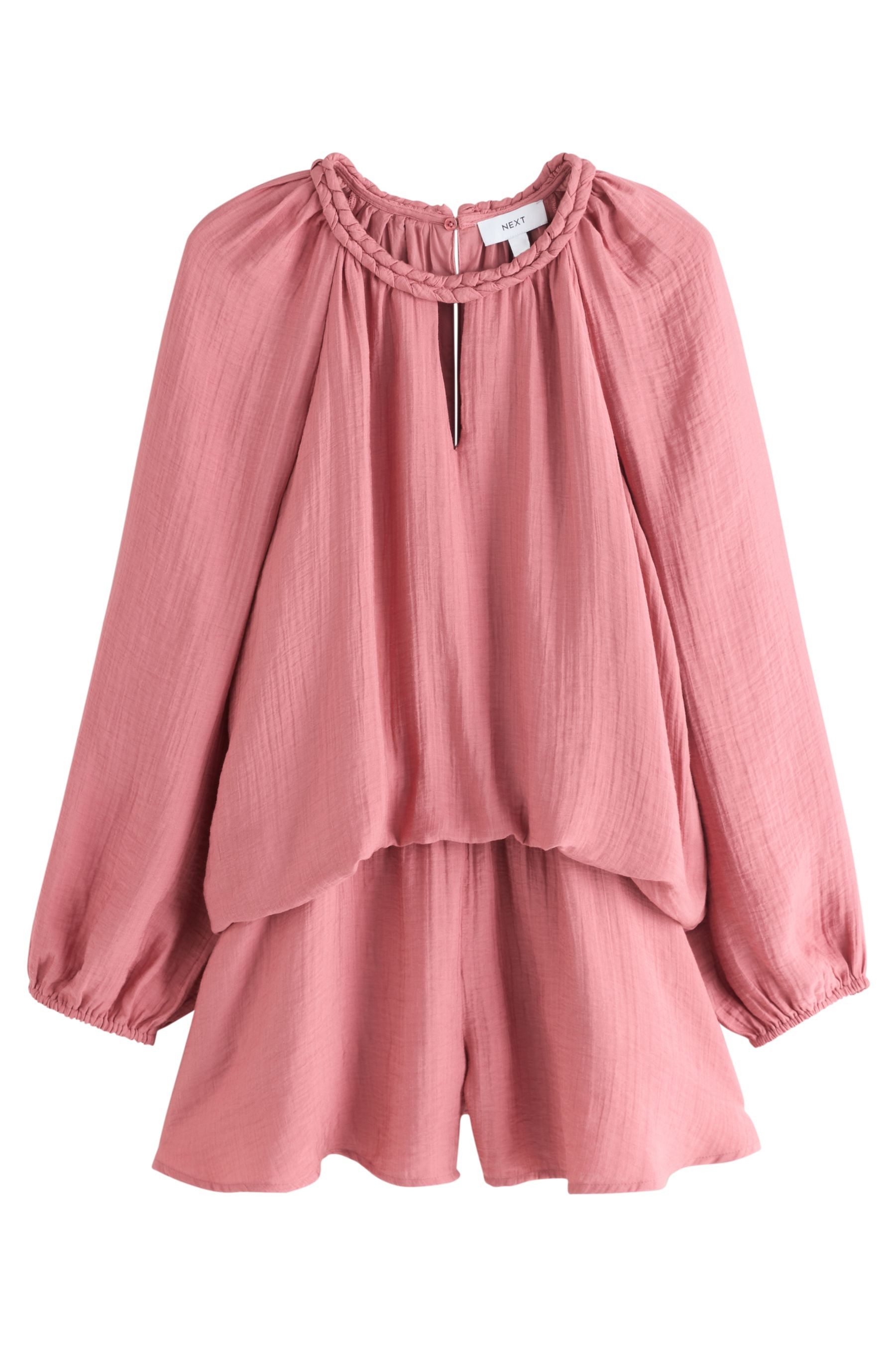 Next Playsuit Playsuit mit Ballonärmeln, Flechtung am Ausschnitt (1-tlg)