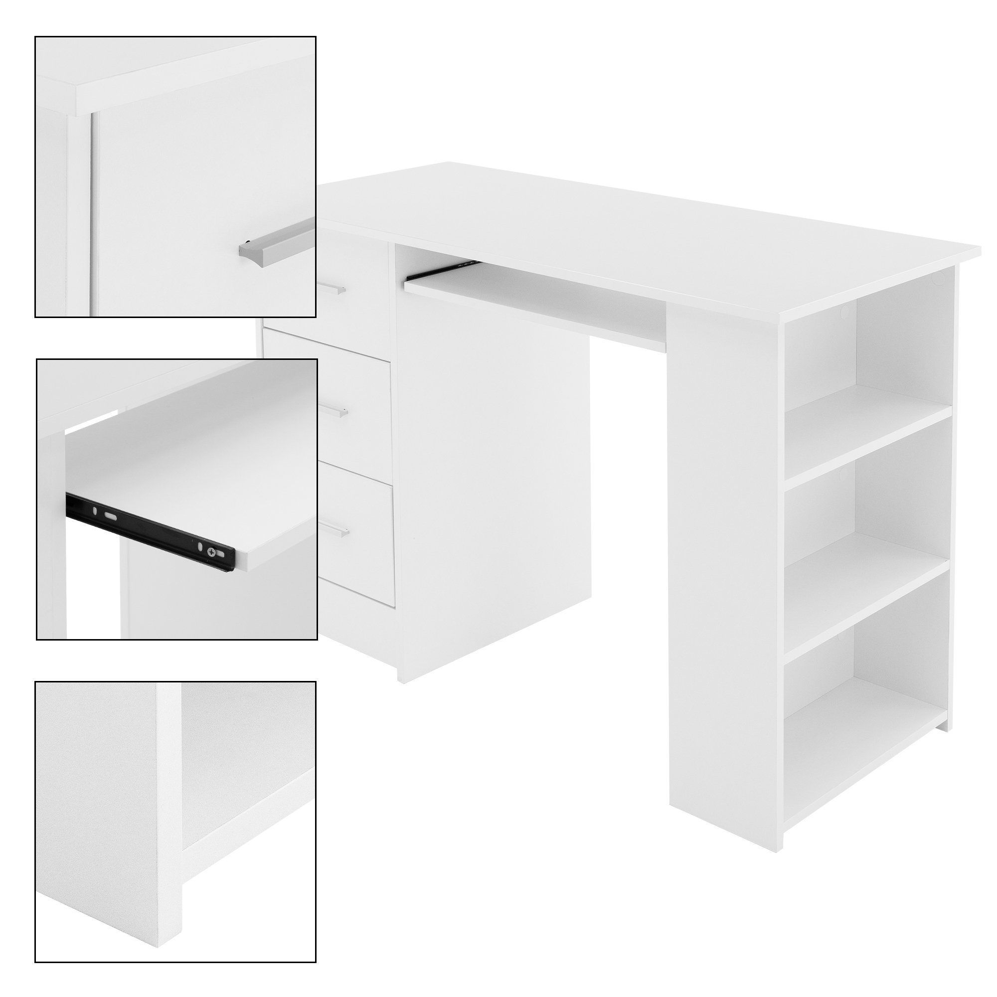 ML-DESIGN Weiß Schreibtisch cm 110x49x75 Schreibtisch