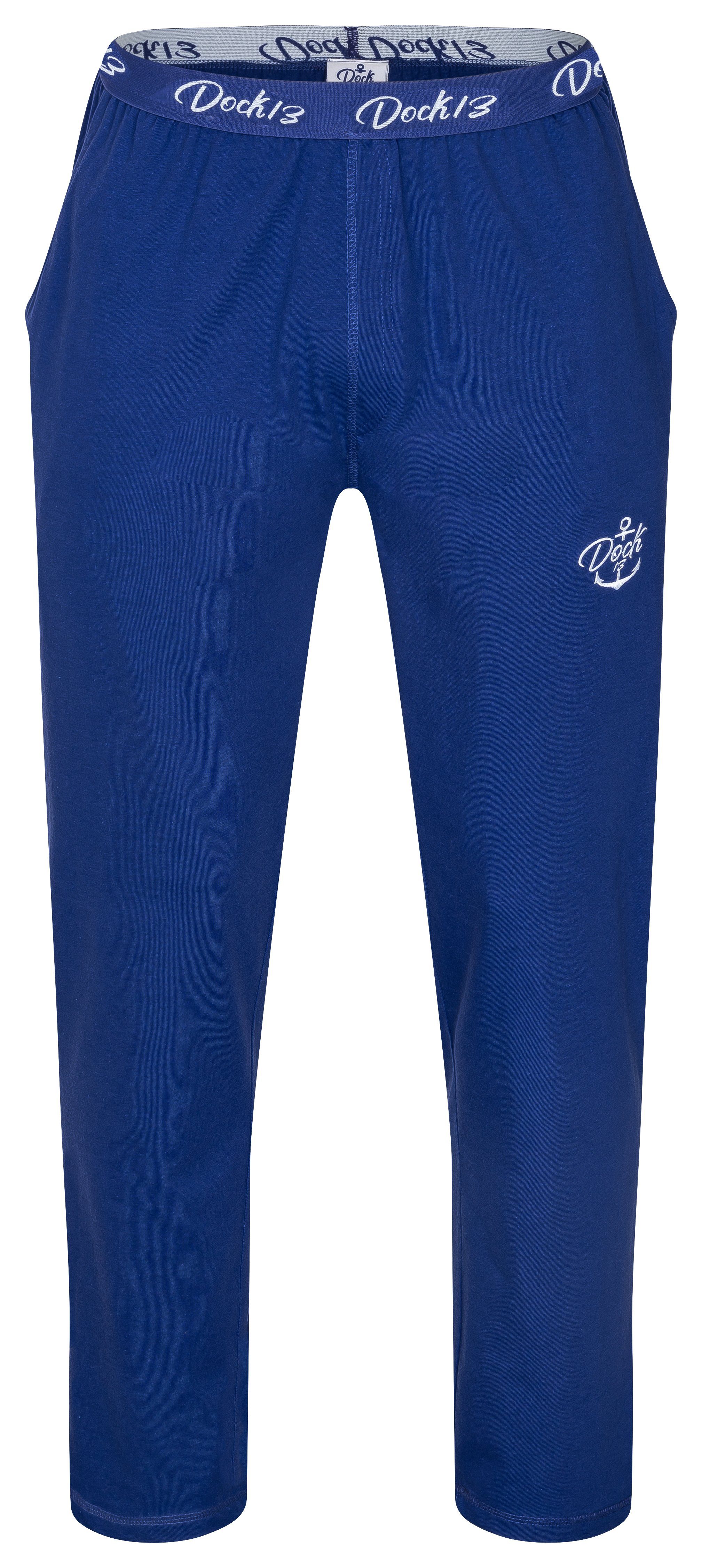 Dock13 Pyjama Dock13 Herren Schlafanzughose Lang "Sierksdorf" (1 tlg) Logo Webbung,Logo gestickt,Hose mit Taschen