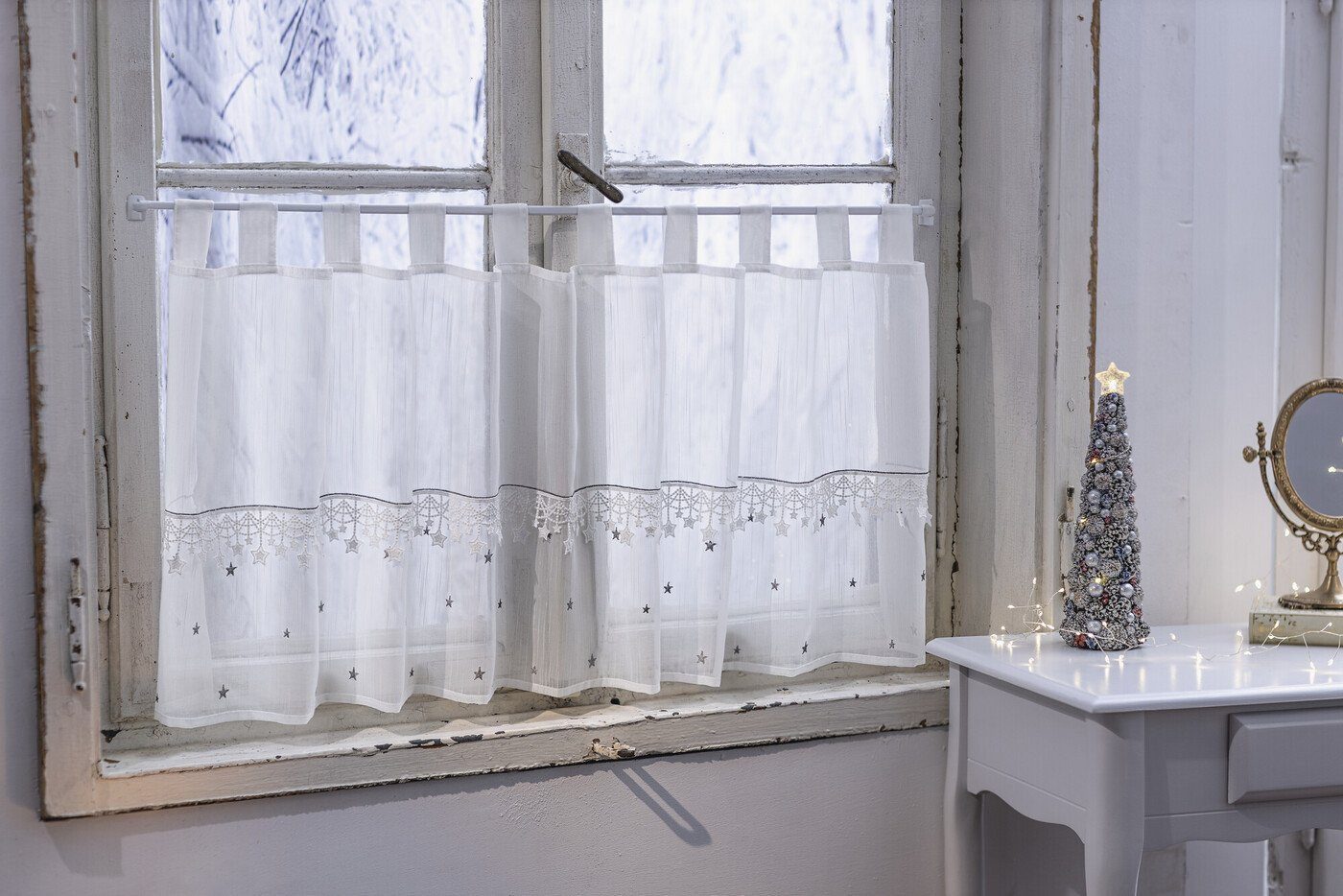 Home-trends24.de Vorhang Sterne Fenster Gardine Scheibenvorhang günstig online kaufen