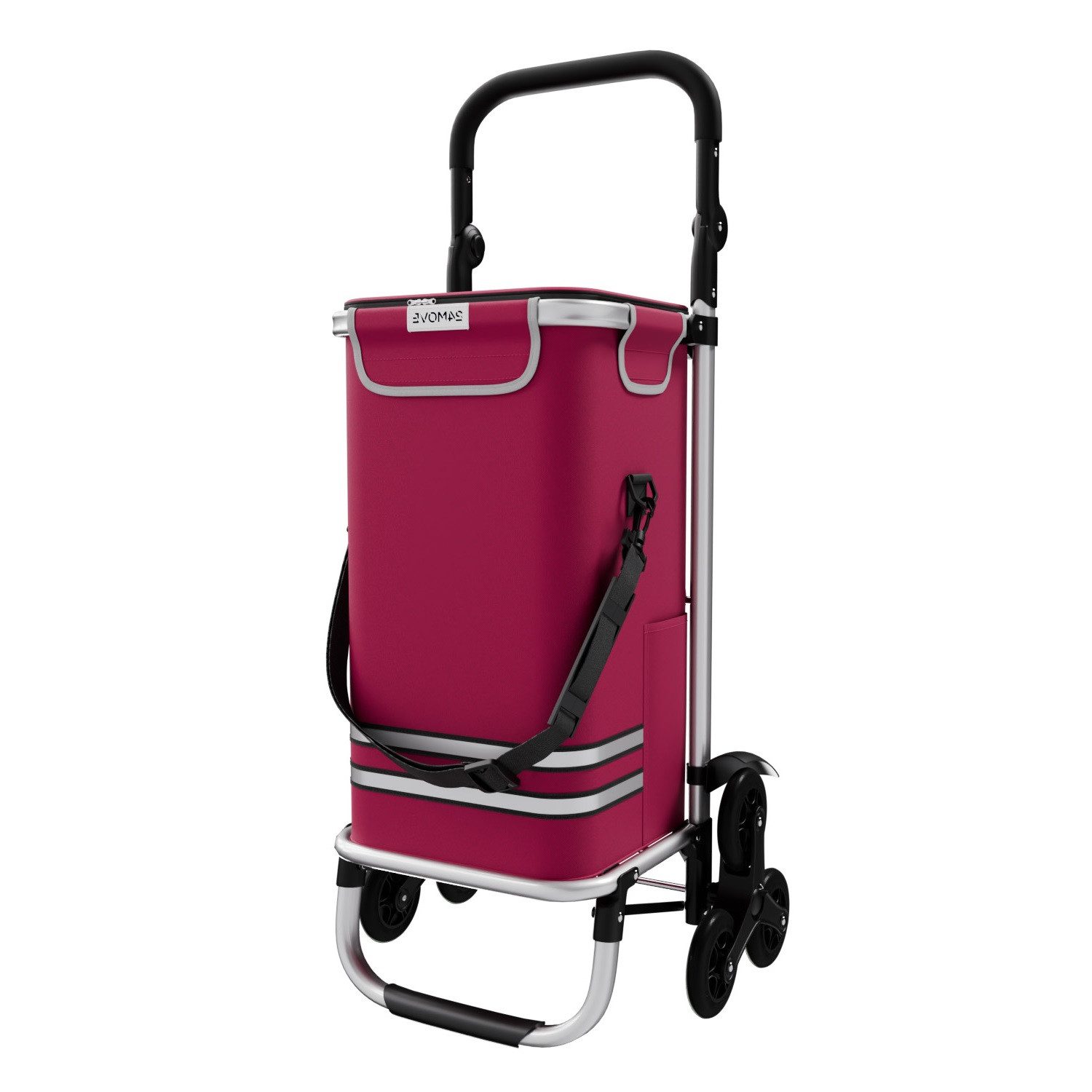 24Move Einkaufstrolley Einkaufstrolley mit 55L, 3in1 Sackkarre und Tasche, klappbar, Sternrad, Handwagen inkl. Kühlfach
