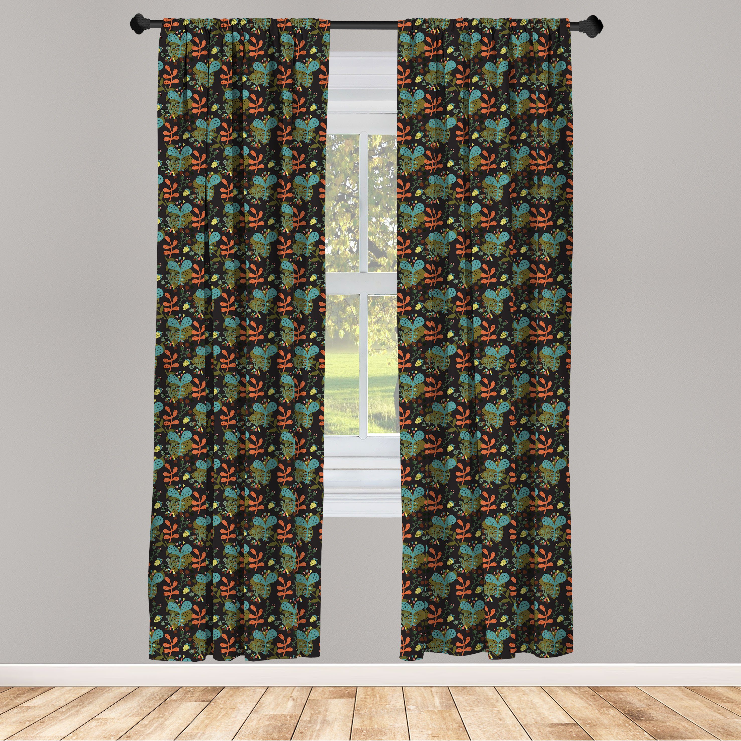 Gardine Vorhang für Wohnzimmer Schlafzimmer Dekor, Abakuhaus, Microfaser, Herbst Scandinavian Style-Leafage