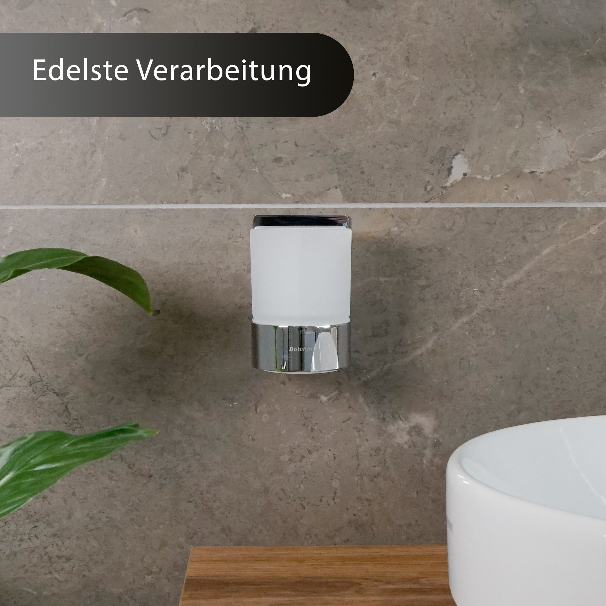 Dolvhin Zahnputzbecher Wandmontage ohne Bohren, Glas Zahnputzbecherhalter, Zahnbürstenhalter, (inkl. extra starkem 3M Klebestreifen), Zahnbürsten Organizer mit  – Bild 4 von 5